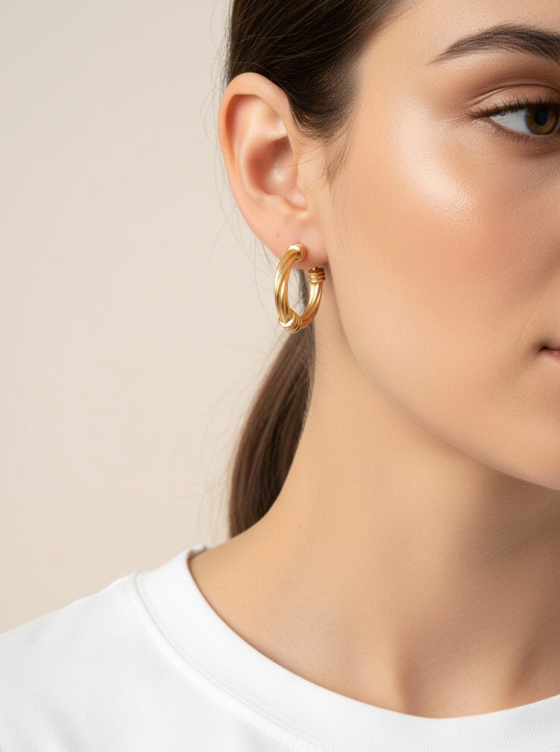 Triple Band Wrapped Hoop Earrings