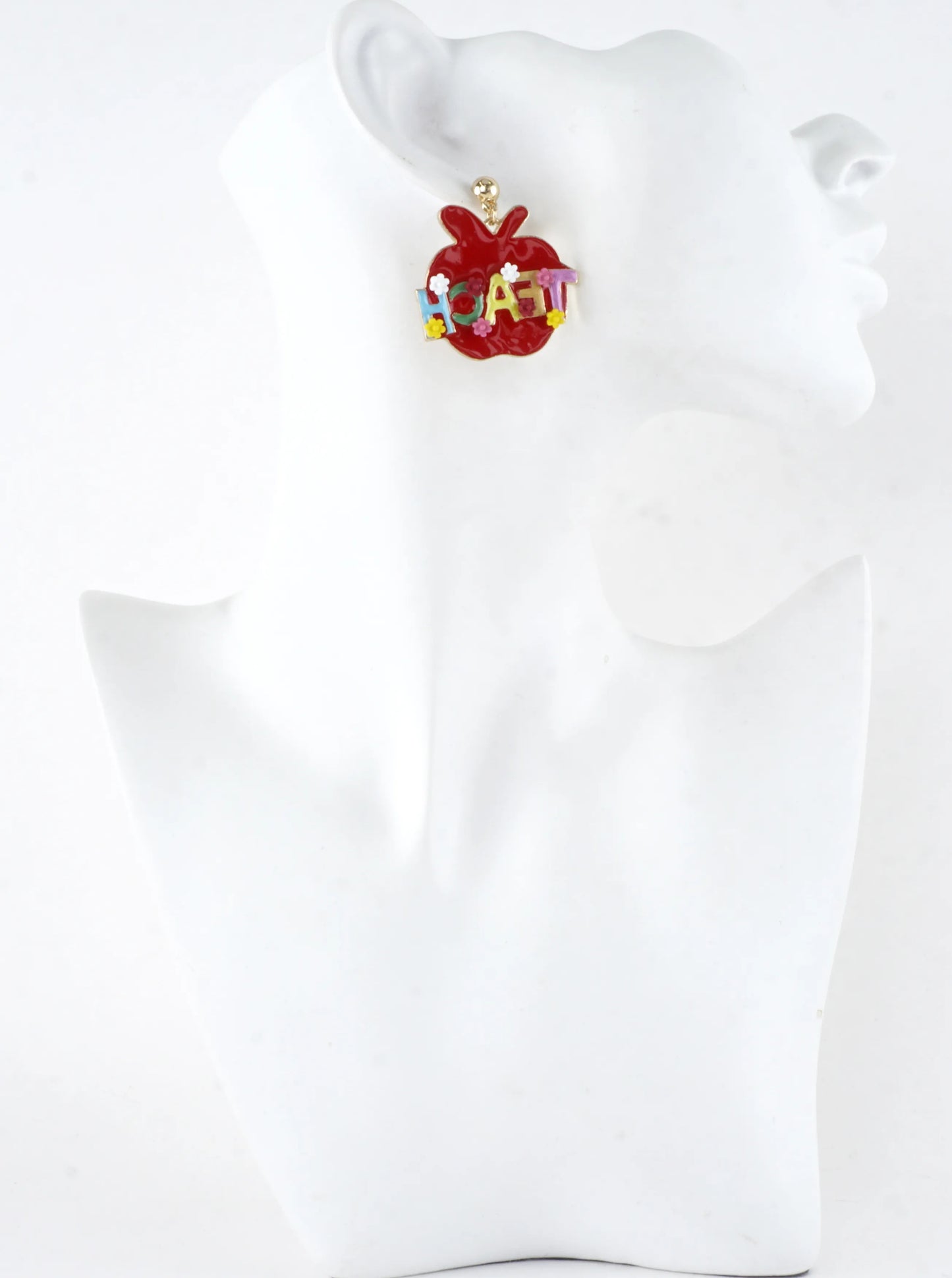 Teacher Apple Enamel TEACH Drop Earrings