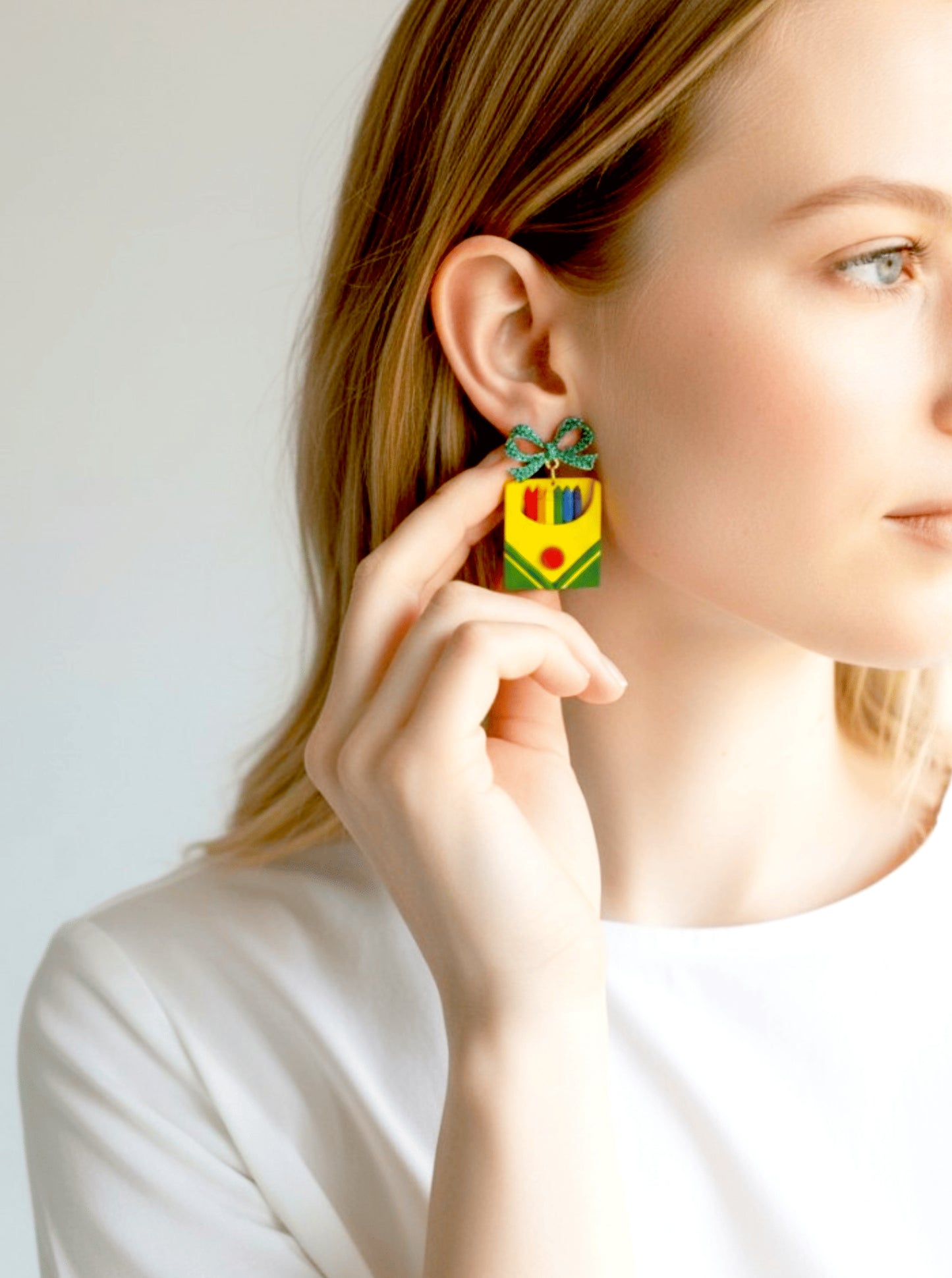 Bow Geometric Crayon Dangle Earrings