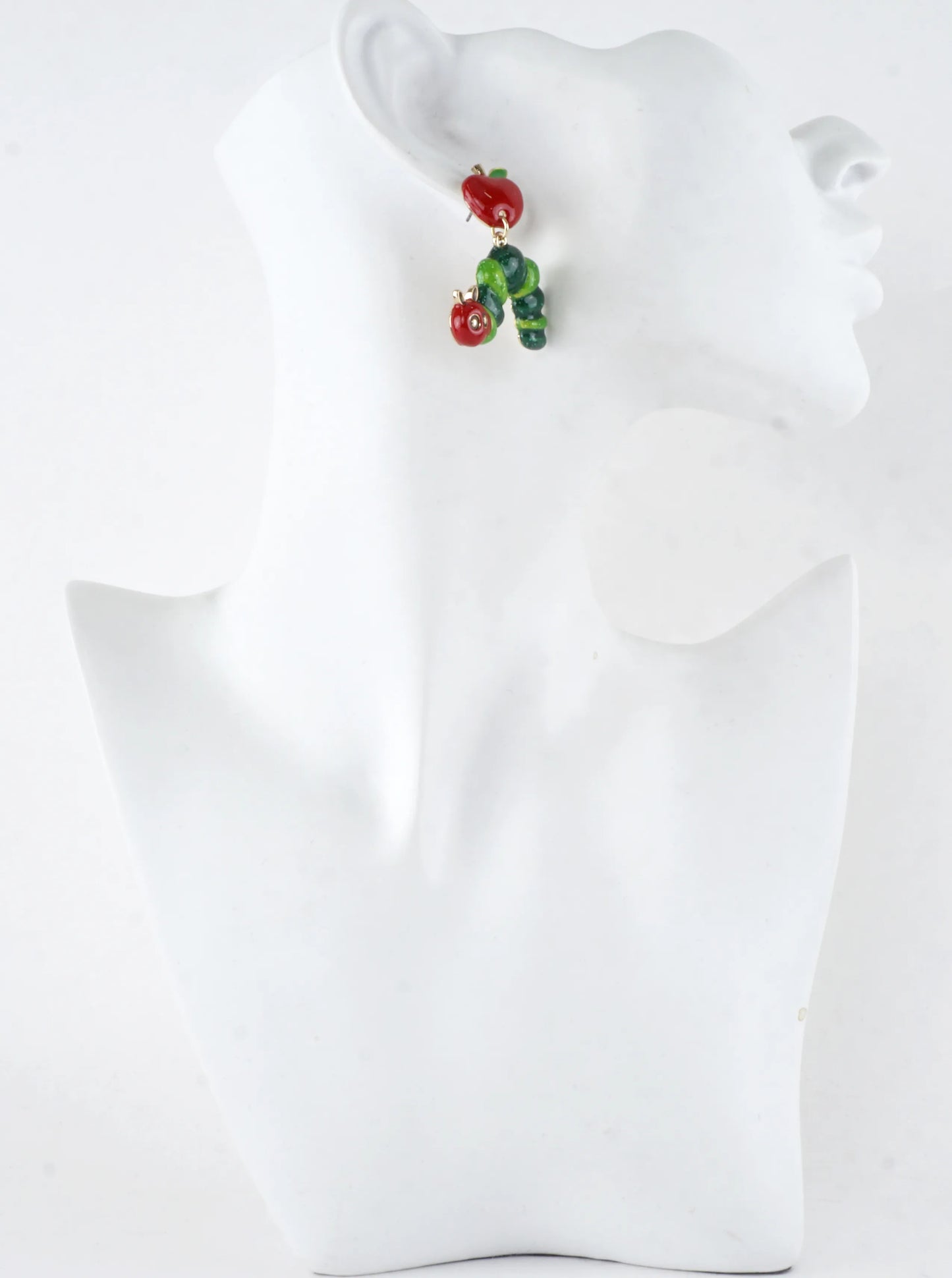 Teacher Gift Apple Caterpillar Earrings