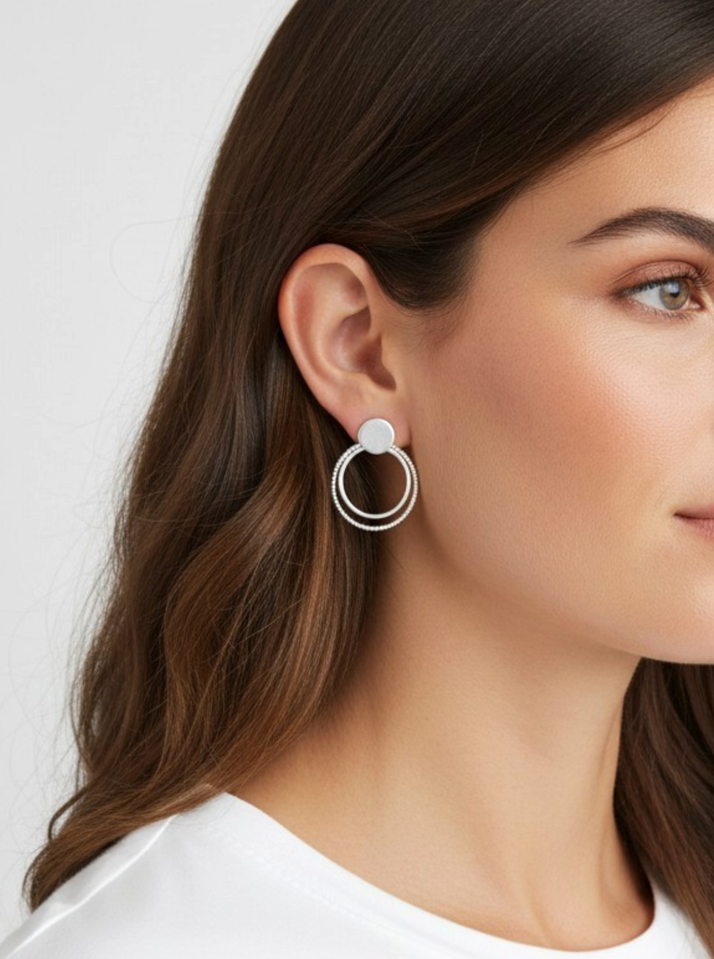 Textured Round Geometric Stud Earrings