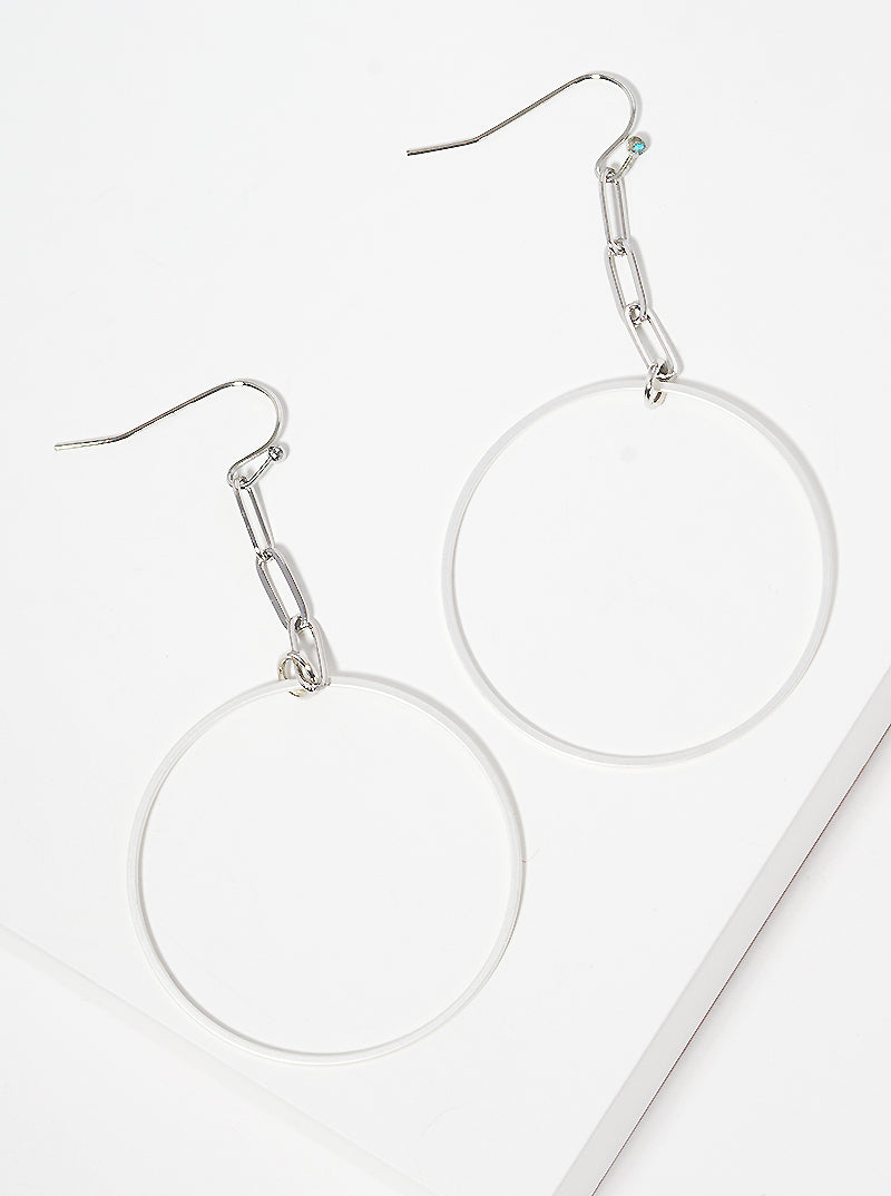 METAL CHAIN WITH HOLLOW ROUND DANGLE DROP EARRINGS
