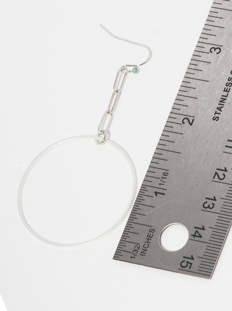 METAL CHAIN WITH HOLLOW ROUND DANGLE DROP EARRINGS