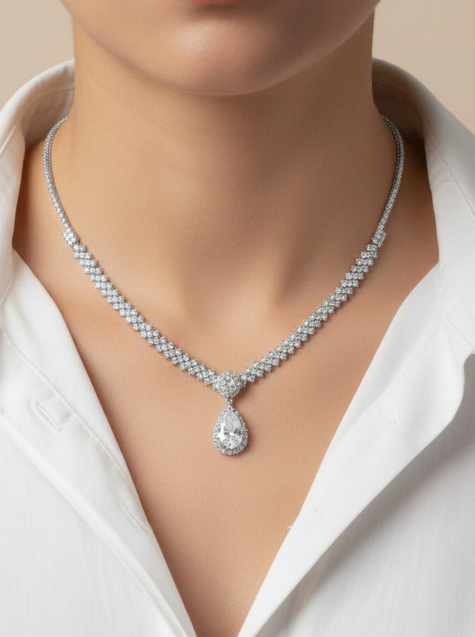 Teardrop Pave Tennis Necklace Design