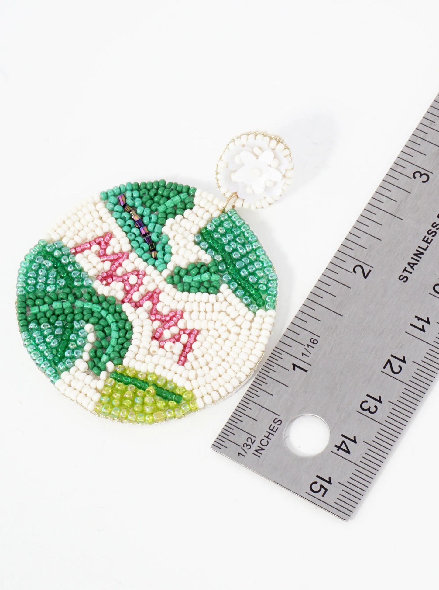 Mama Seed-Beaded Round Mothers-Day Statement Earrings