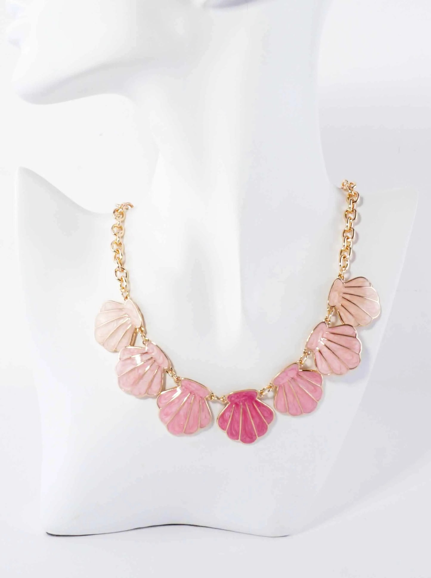 Marble Enamel Sea-Life Seashell 16-Inch Statement Necklace