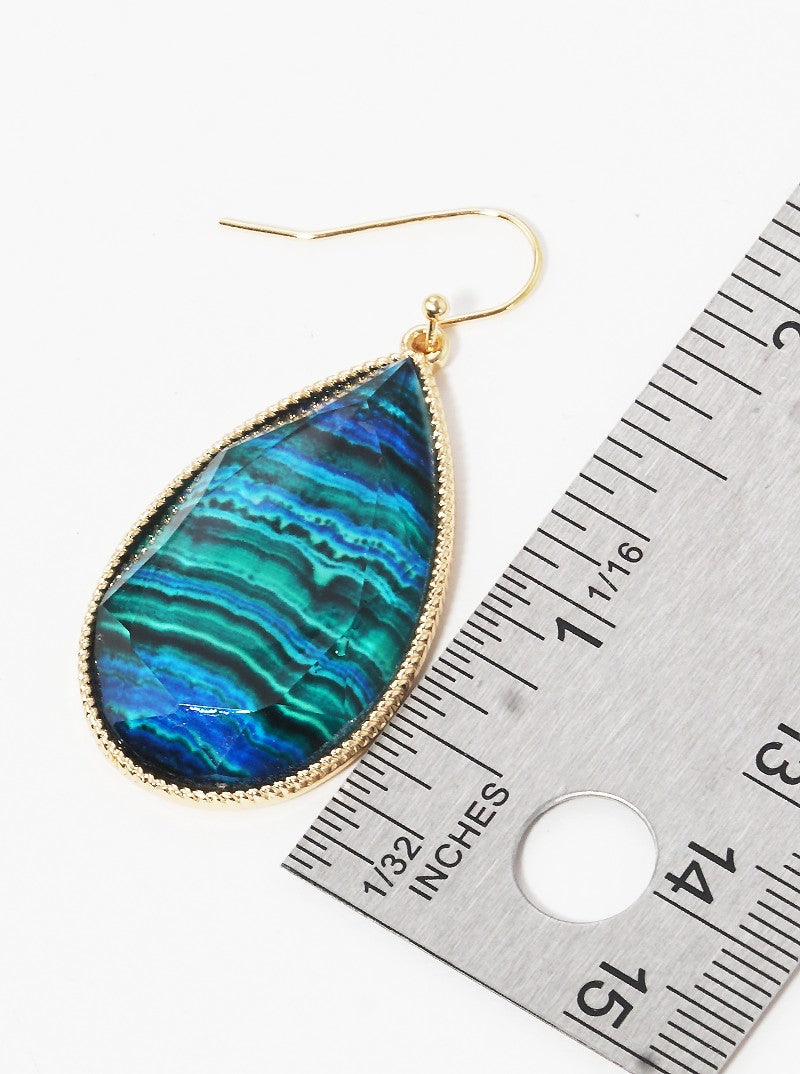 Marble Print Epoxy Resin Teardrop Dangle Drop Earrings