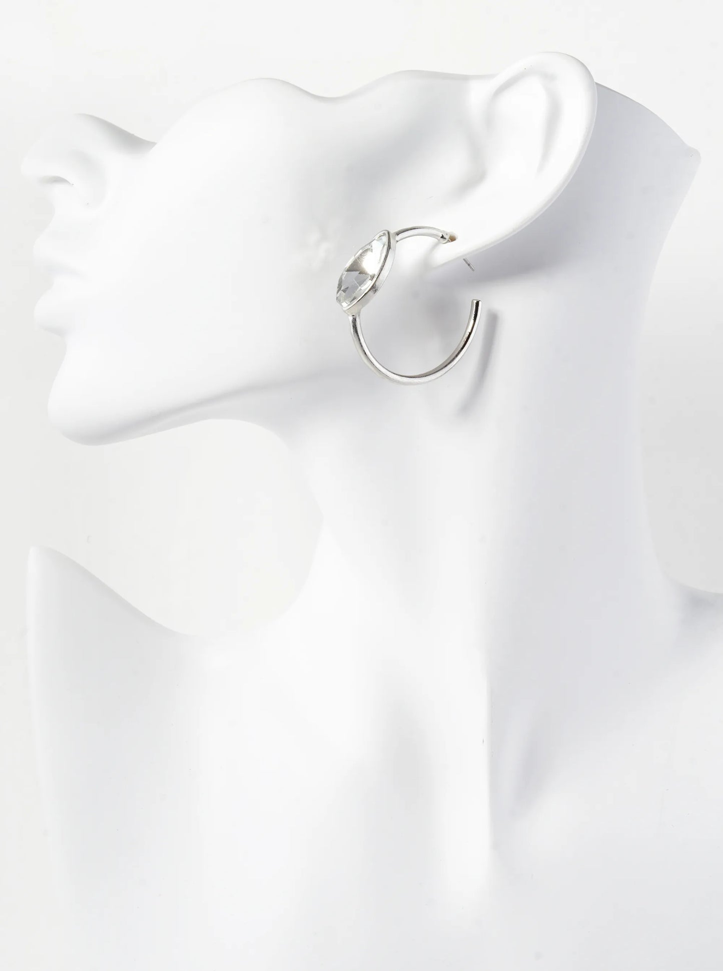 Marquise Shape Crystal Stone 35mm Open Hoop Earrings