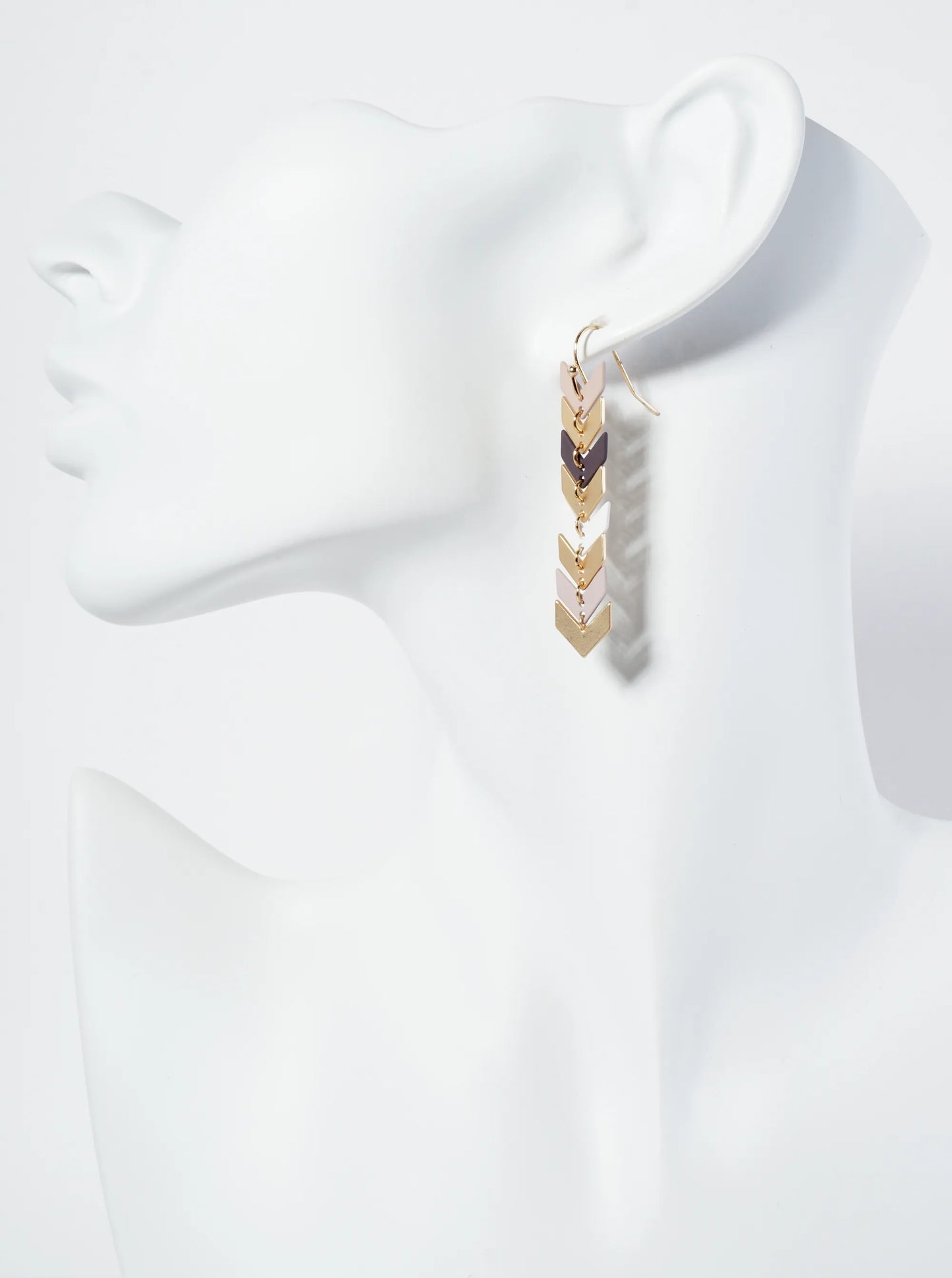 Matte-Coated Chevron Dangle Drop Earrings