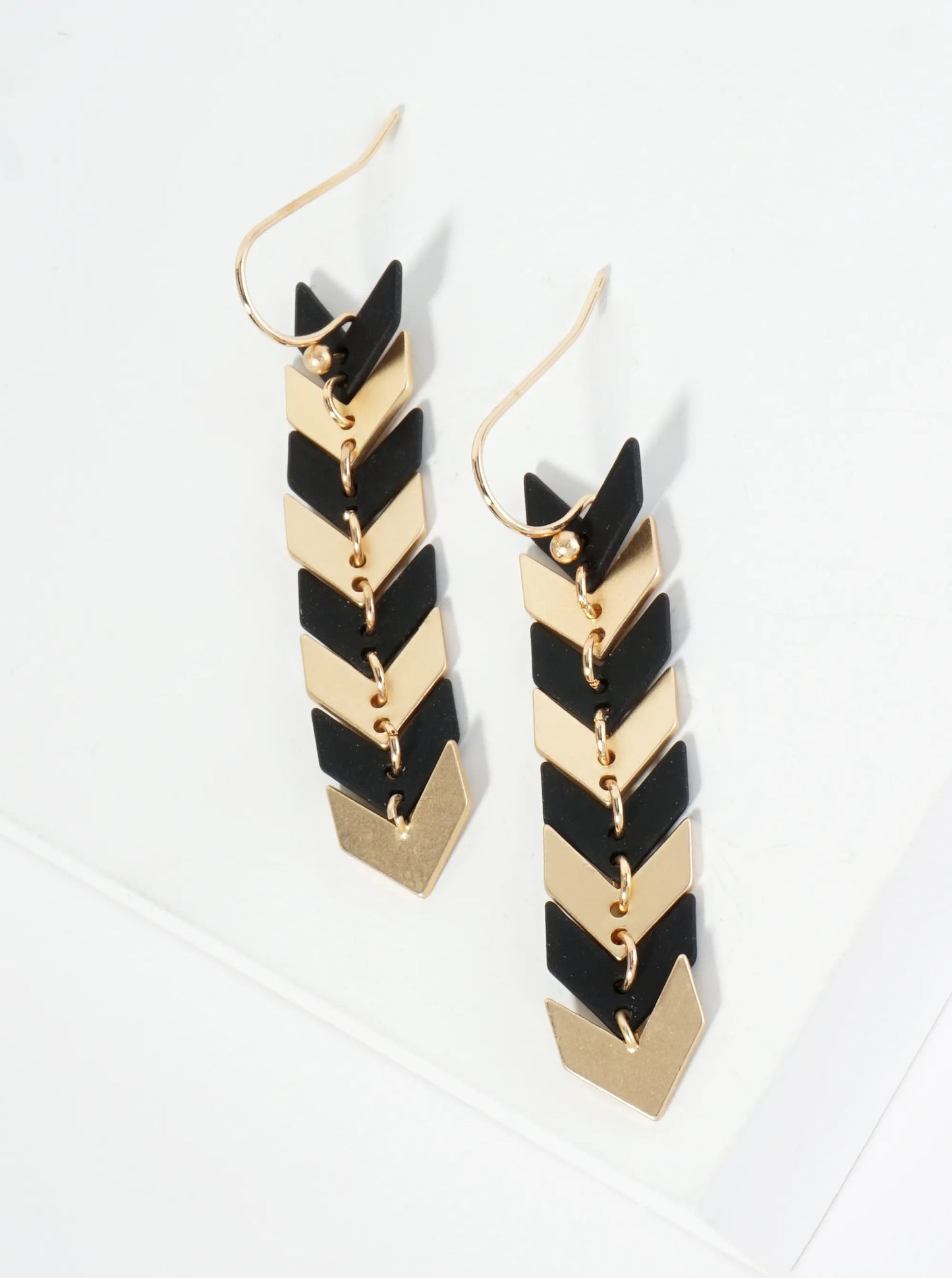 Matte-Coated Chevron Dangle Drop Earrings