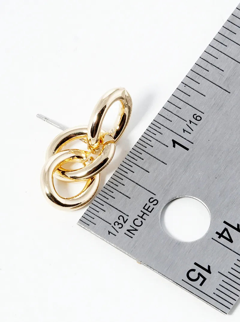 Metal 10mm Chunky Chain Post Drop Earrings