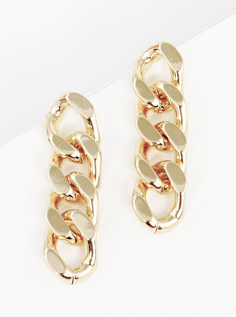 Metal 10mm Curb Chain Post Drop Earrings
