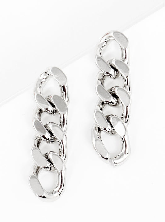 Metal 10mm Curb Chain Post Drop Earrings