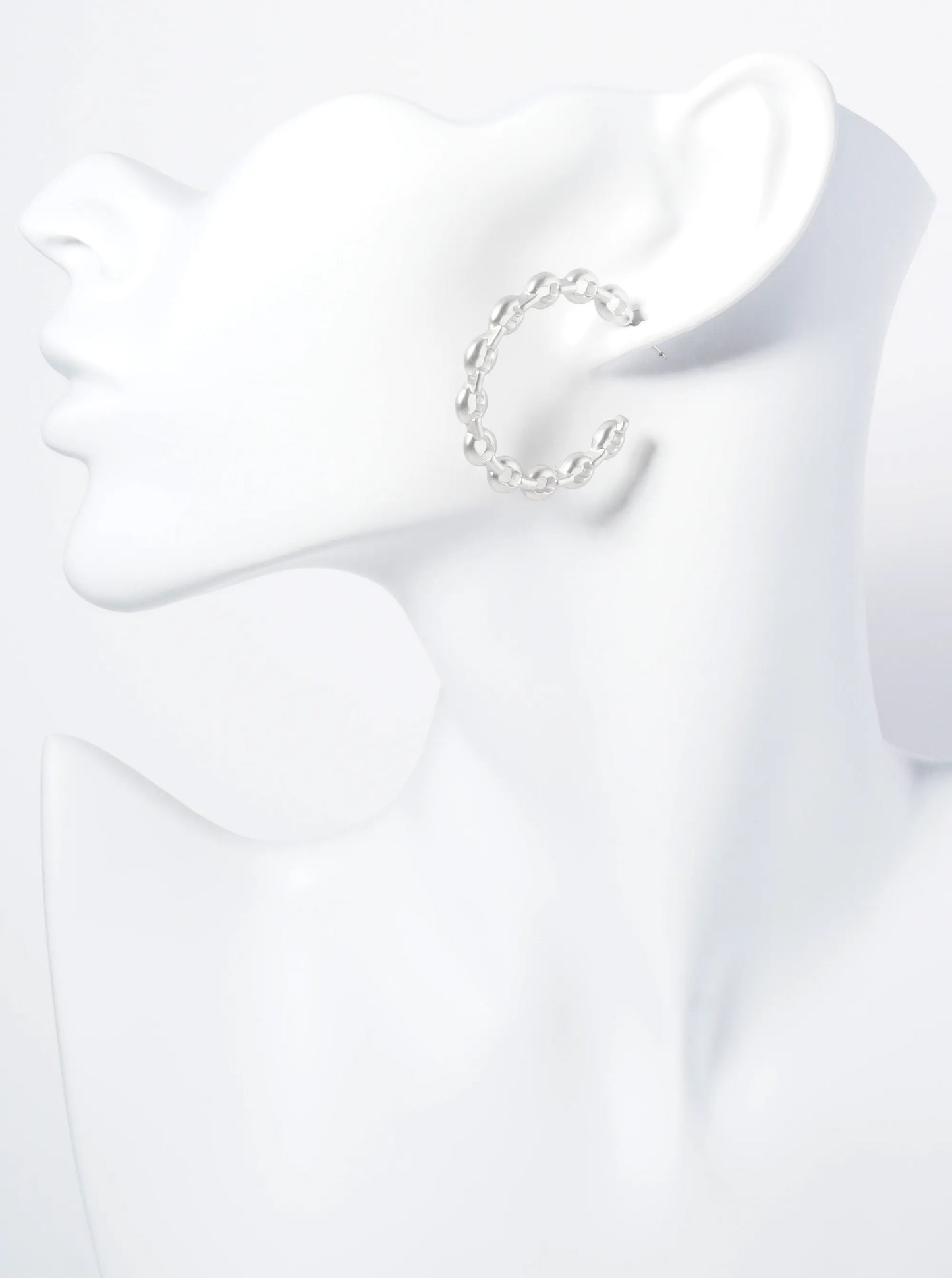 Metal 35mm Chain Open Hoop Earrings