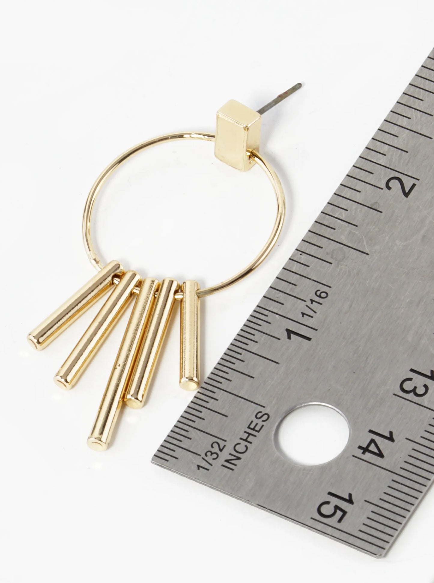 Metal Bar Drop Circle Post Earrings