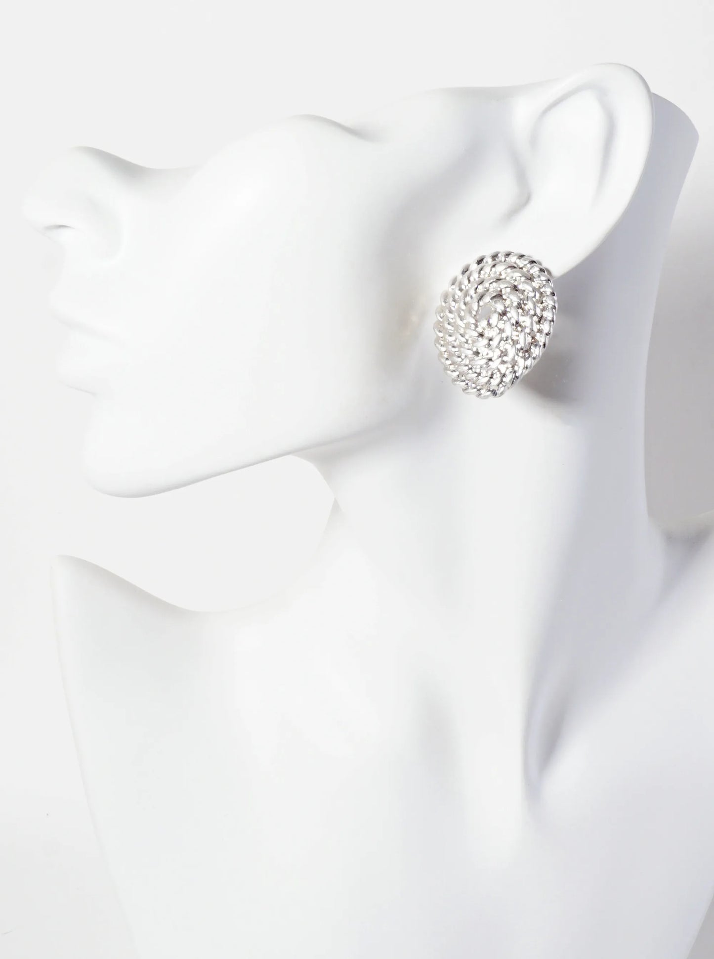 Metal Braided Upside-Down Teardrop Post Earrings With-Titanium-Post