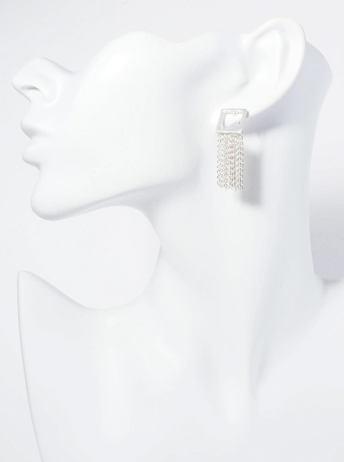 Metal Chain Drop Square Post Earrings