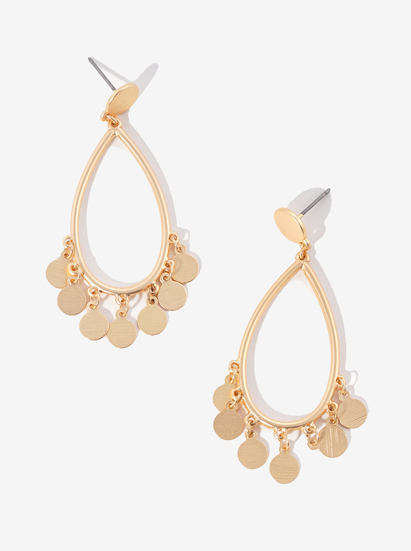 Metal Charm Dangle Teardrop Post Earrings