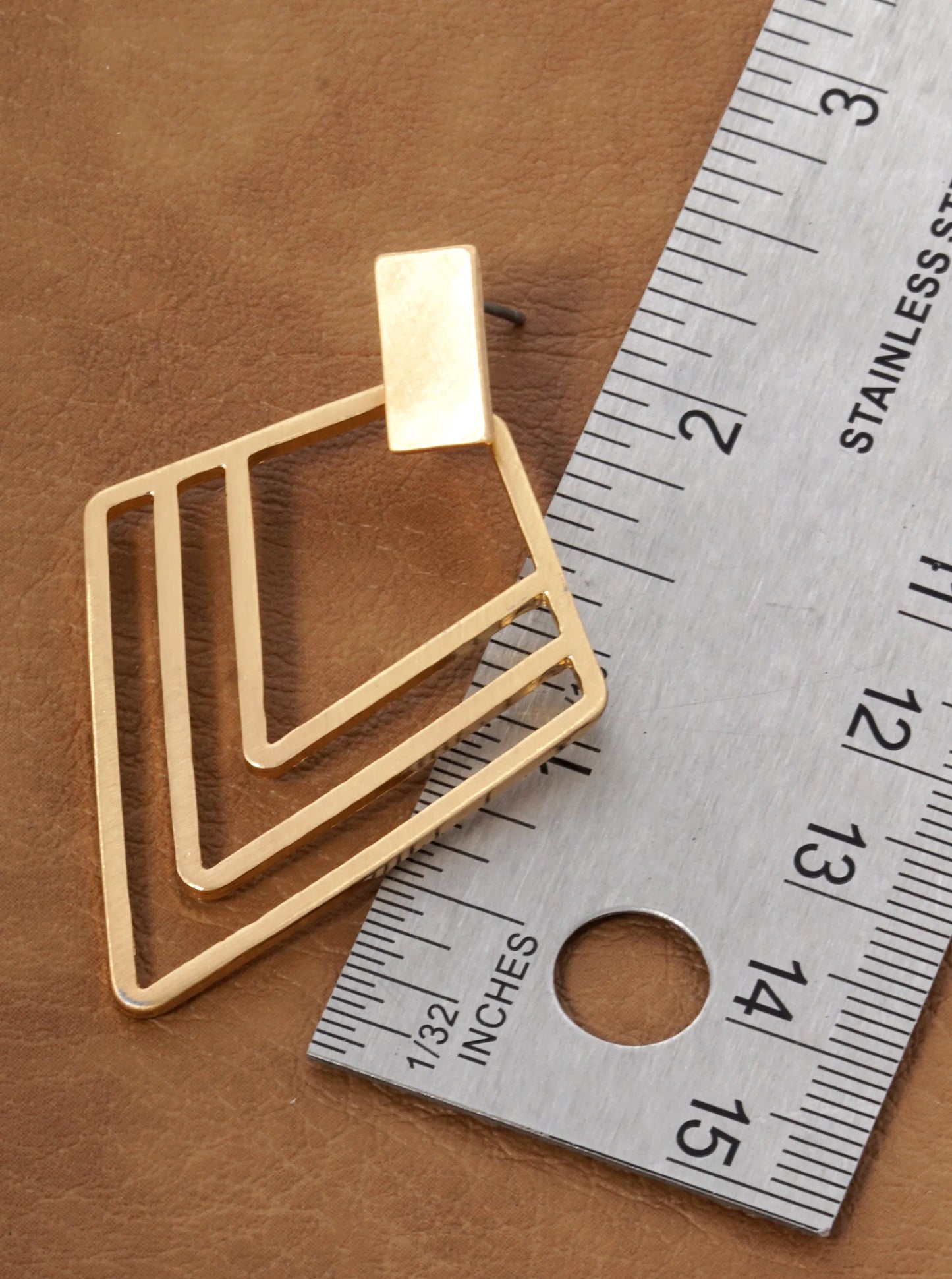 Metal Chevron Drop Dangle Post Earrings