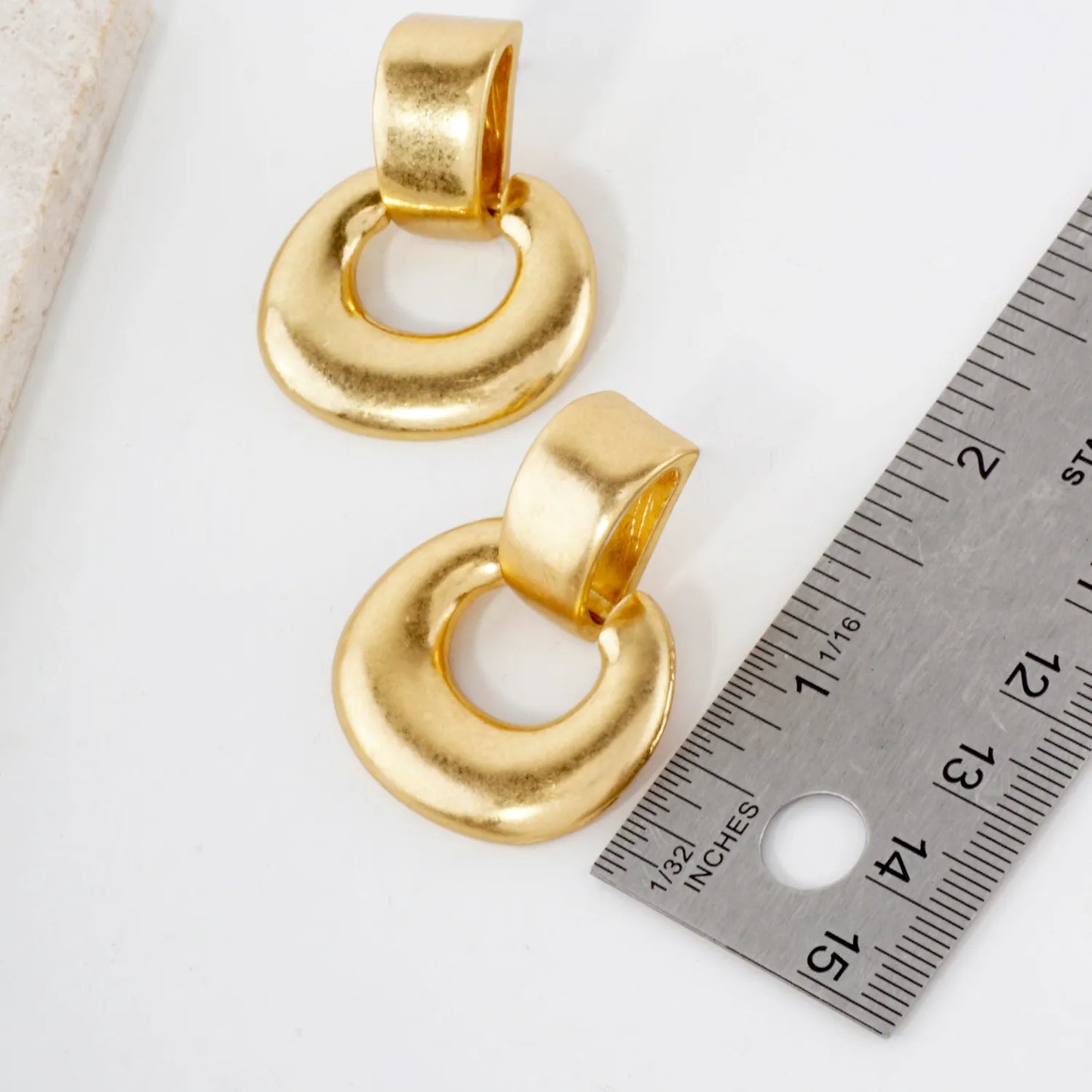 Metal Chunky Doorknocker Earrings With-Titanium-Post