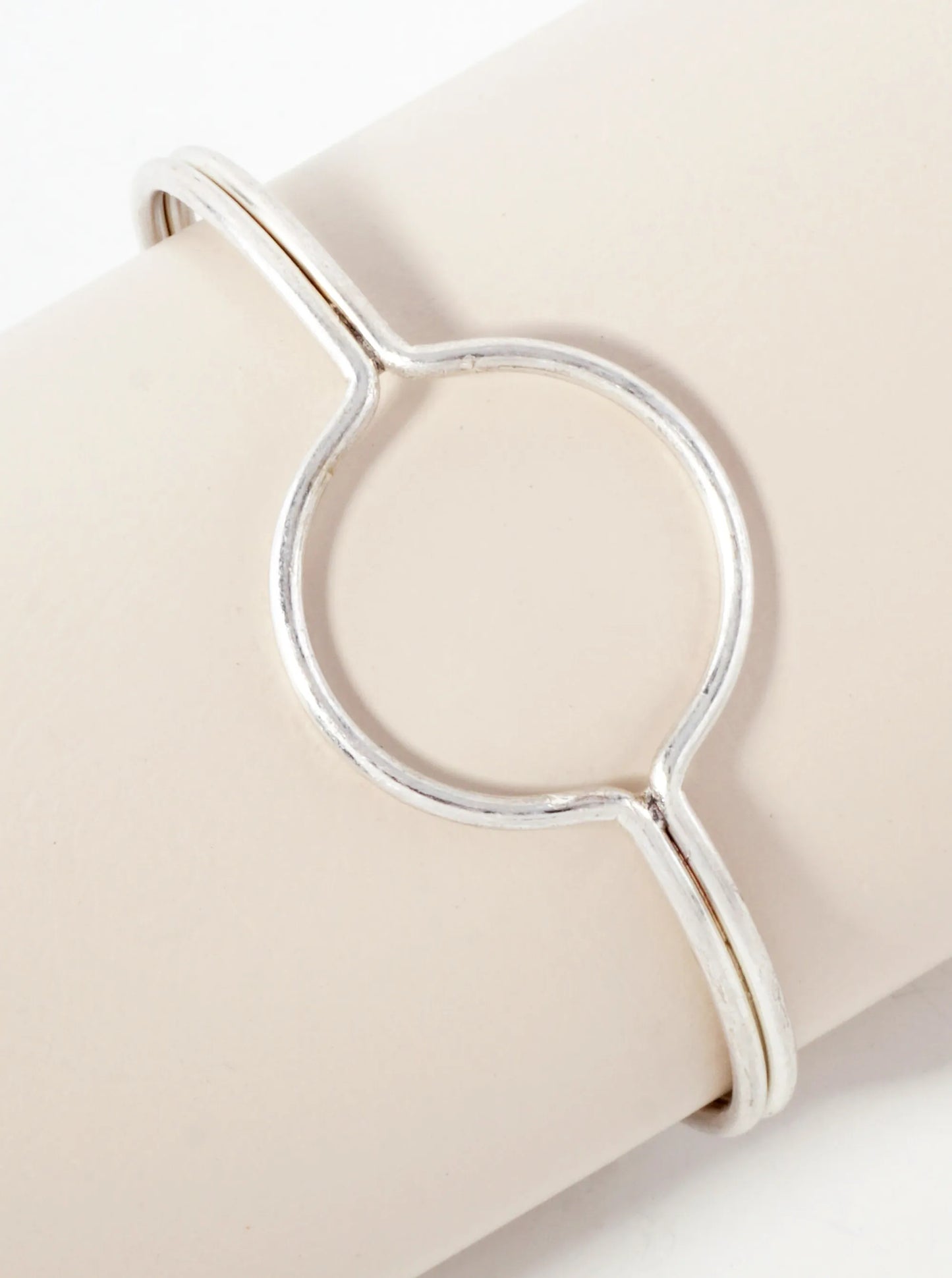 Metal Circle-Shape Accents Geometric Vintage Open Cuff Bracelet