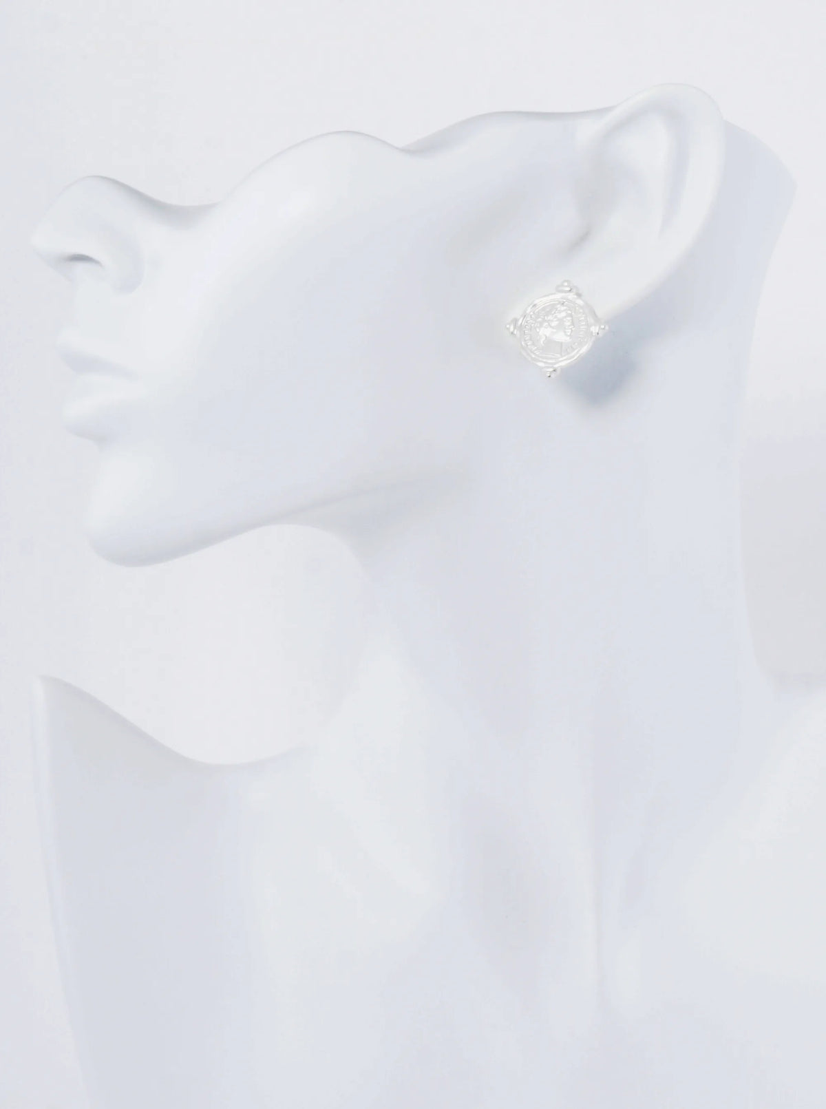 Metal Coin Button Stud Earrings
