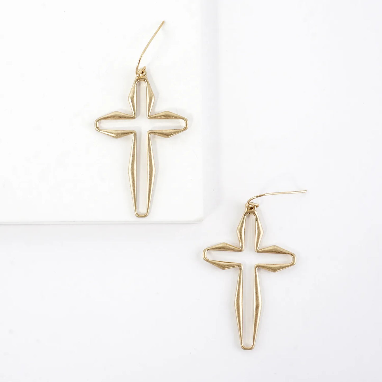 Metal Cutout Cross Drop Earrings