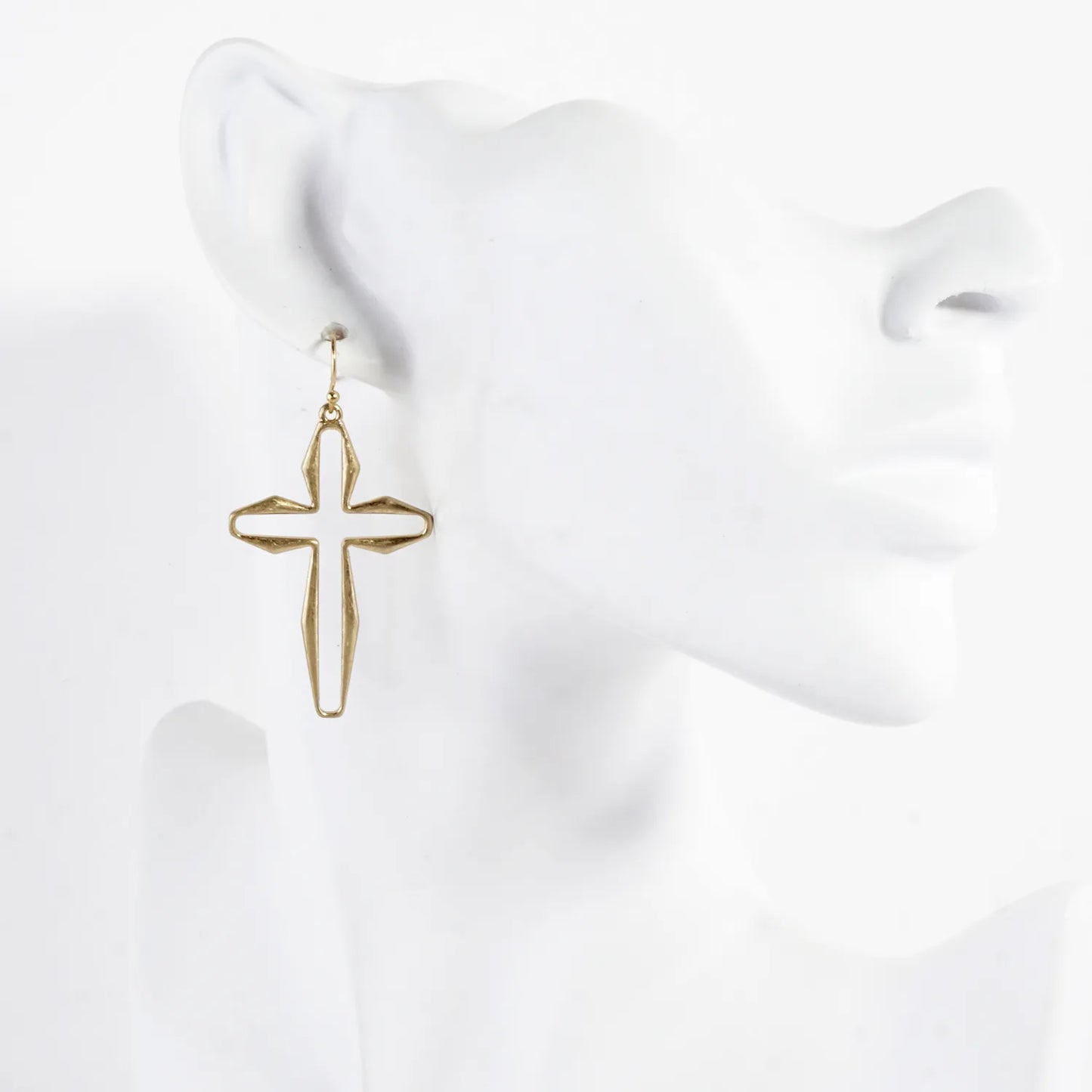 Metal Cutout Cross Drop Earrings
