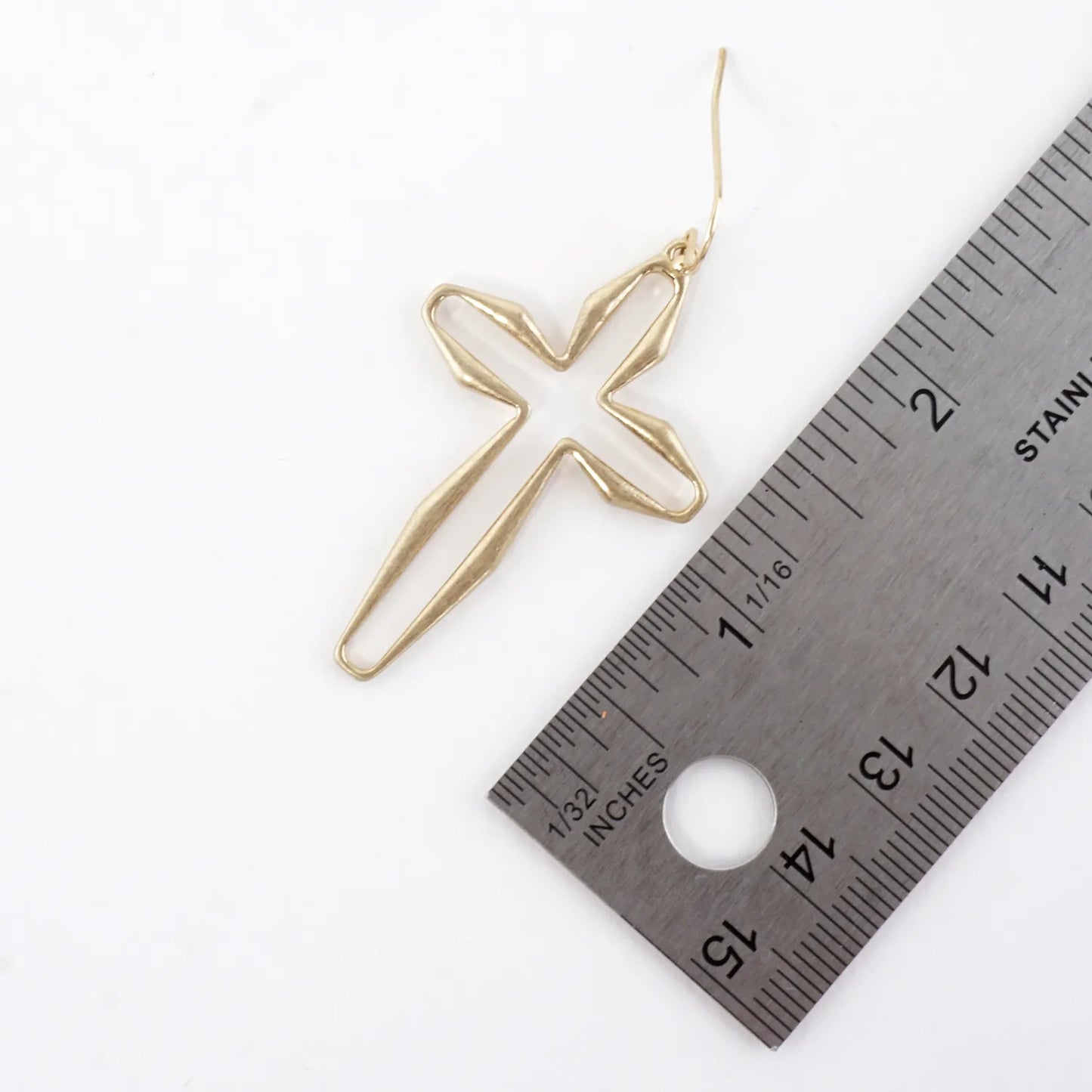 Metal Cutout Cross Drop Earrings