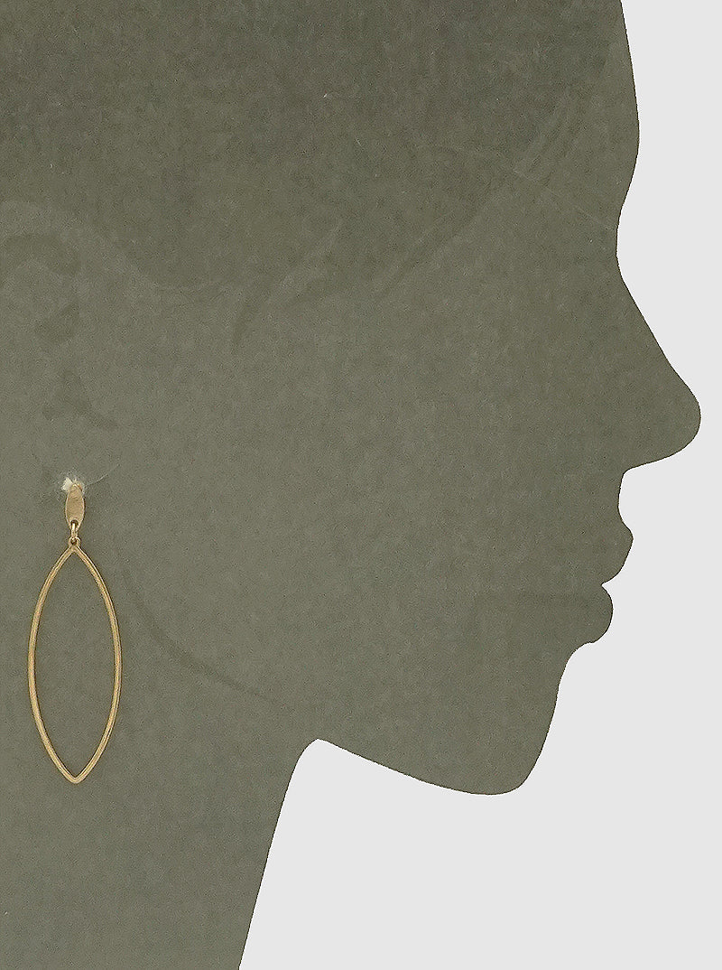 Metal Cutout Marquise Post Drop Earrings