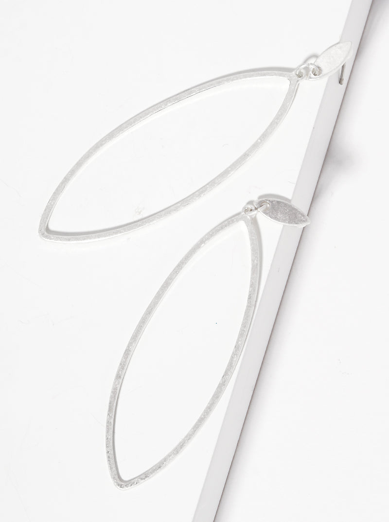 Metal Cutout Marquise Post Drop Earrings