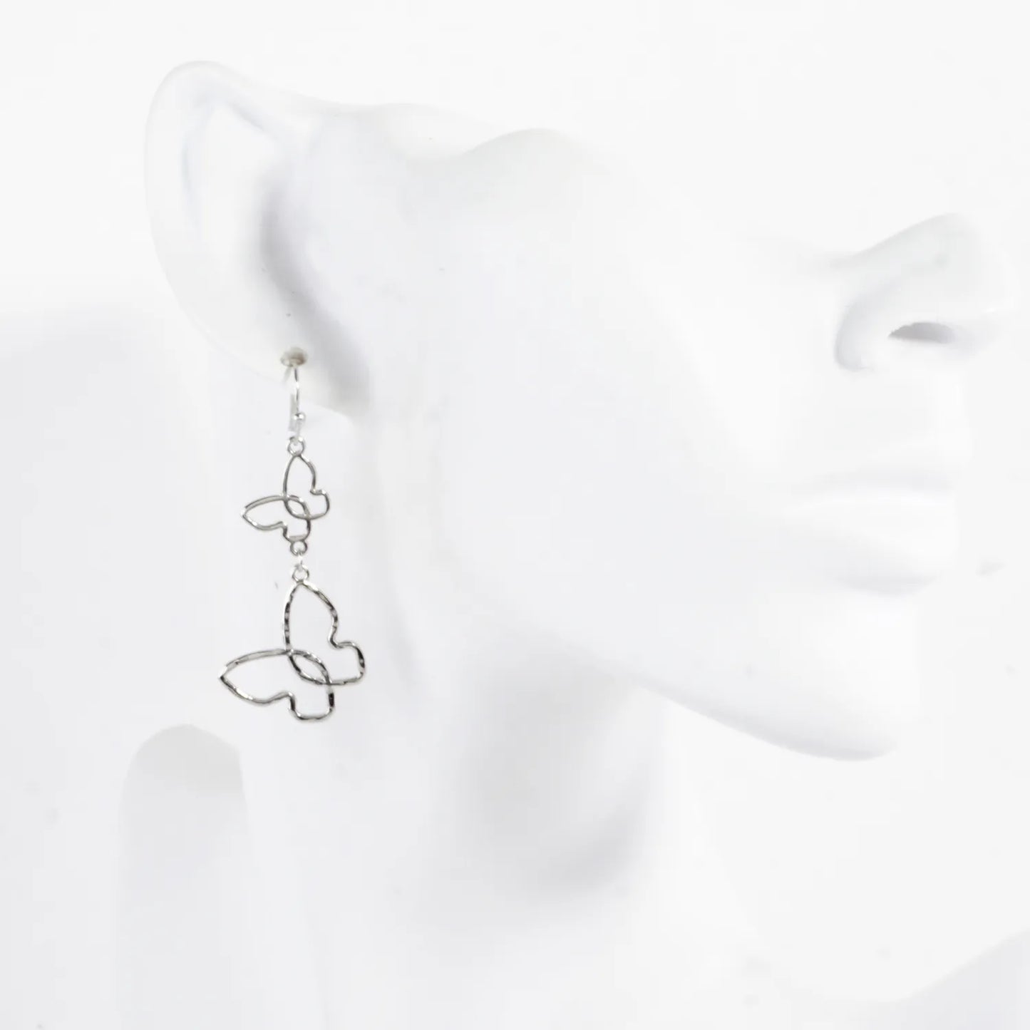 Metal Double Butterfly Drop Dangle Earrings