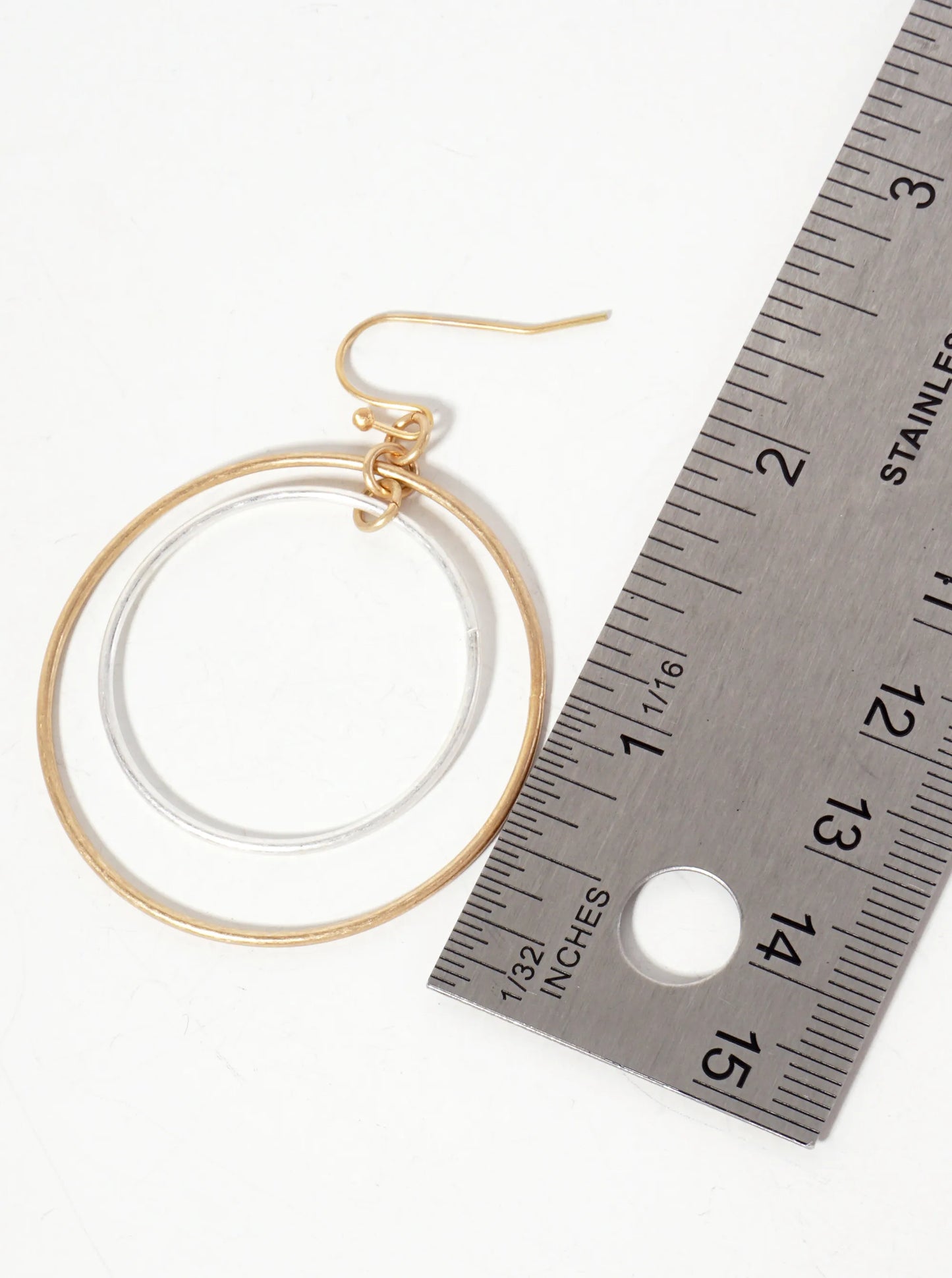 Metal Double Circle Dangle Drop Earrings