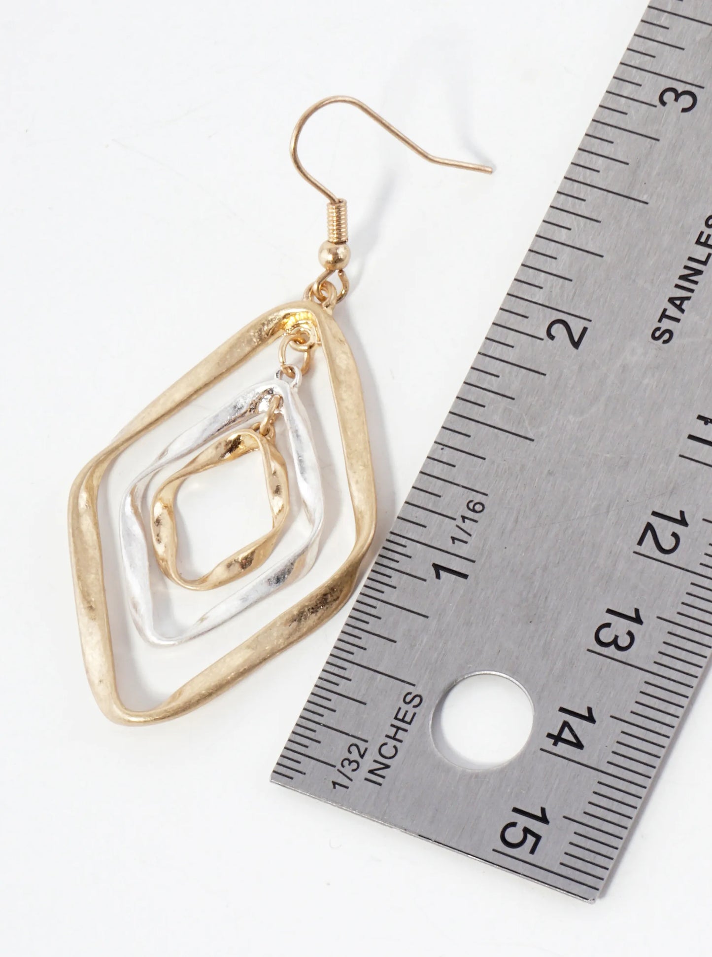 Metal Dual-Tone Graduated Diamond Drop Dangle Earrings