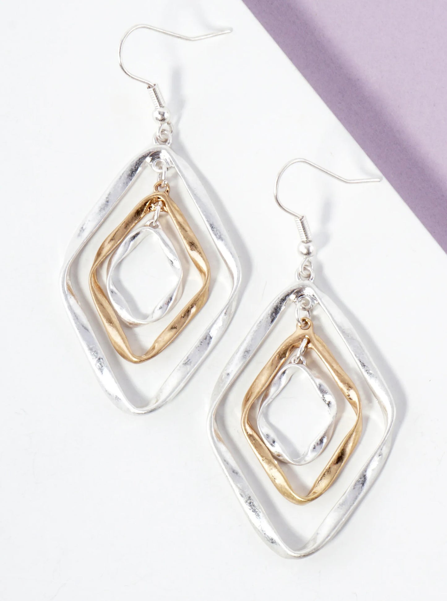 Metal Dual-Tone Graduated Diamond Drop Dangle Earrings