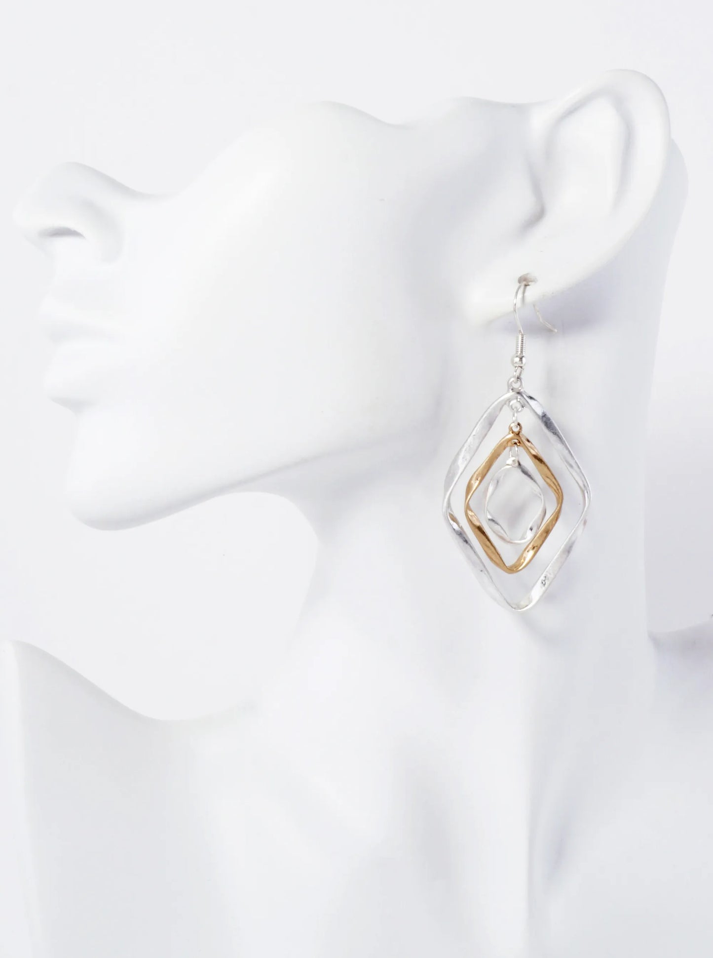 Metal Dual-Tone Graduated Diamond Drop Dangle Earrings