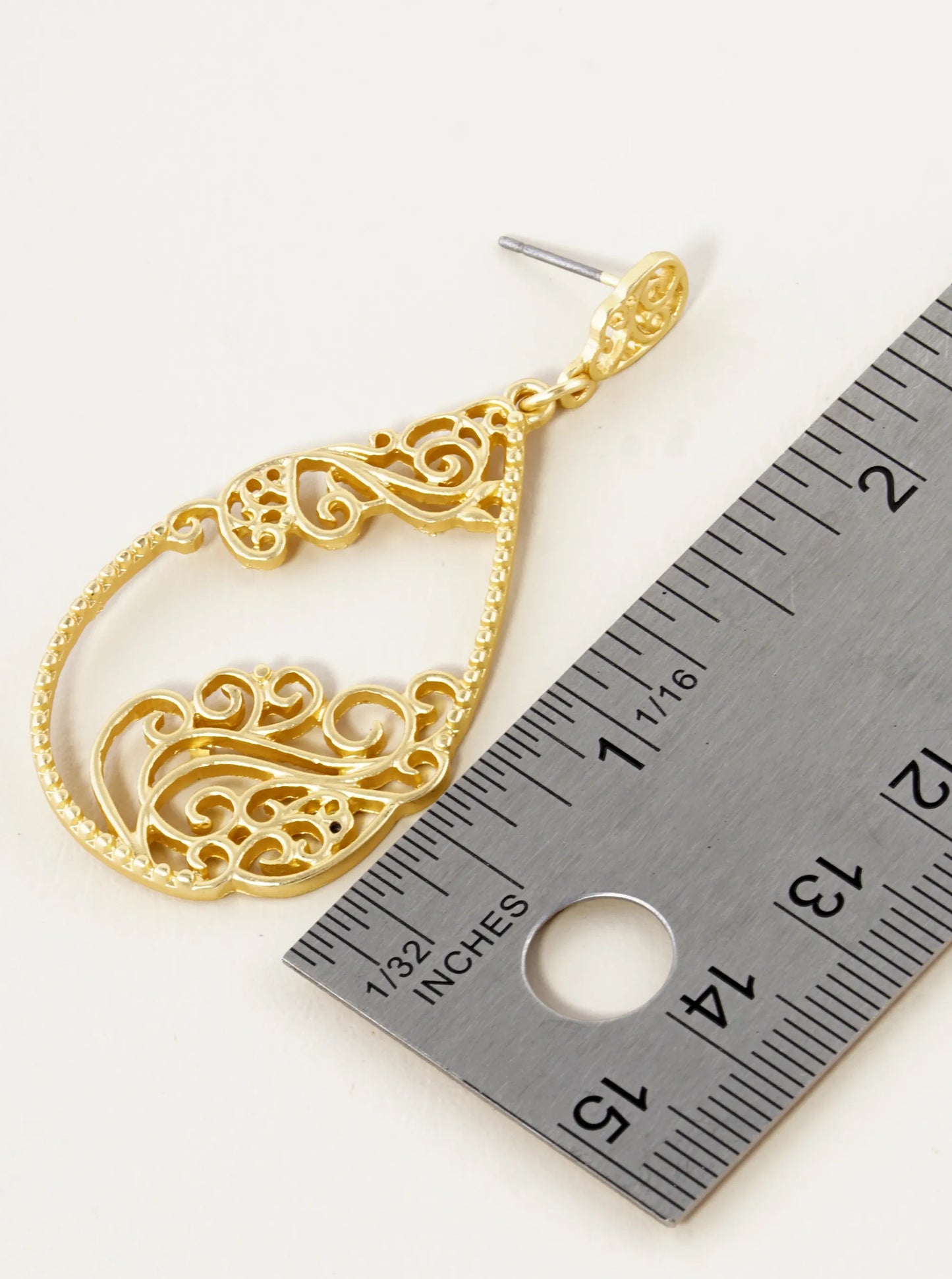 Metal Filigree Teardrop Dangle Earrings