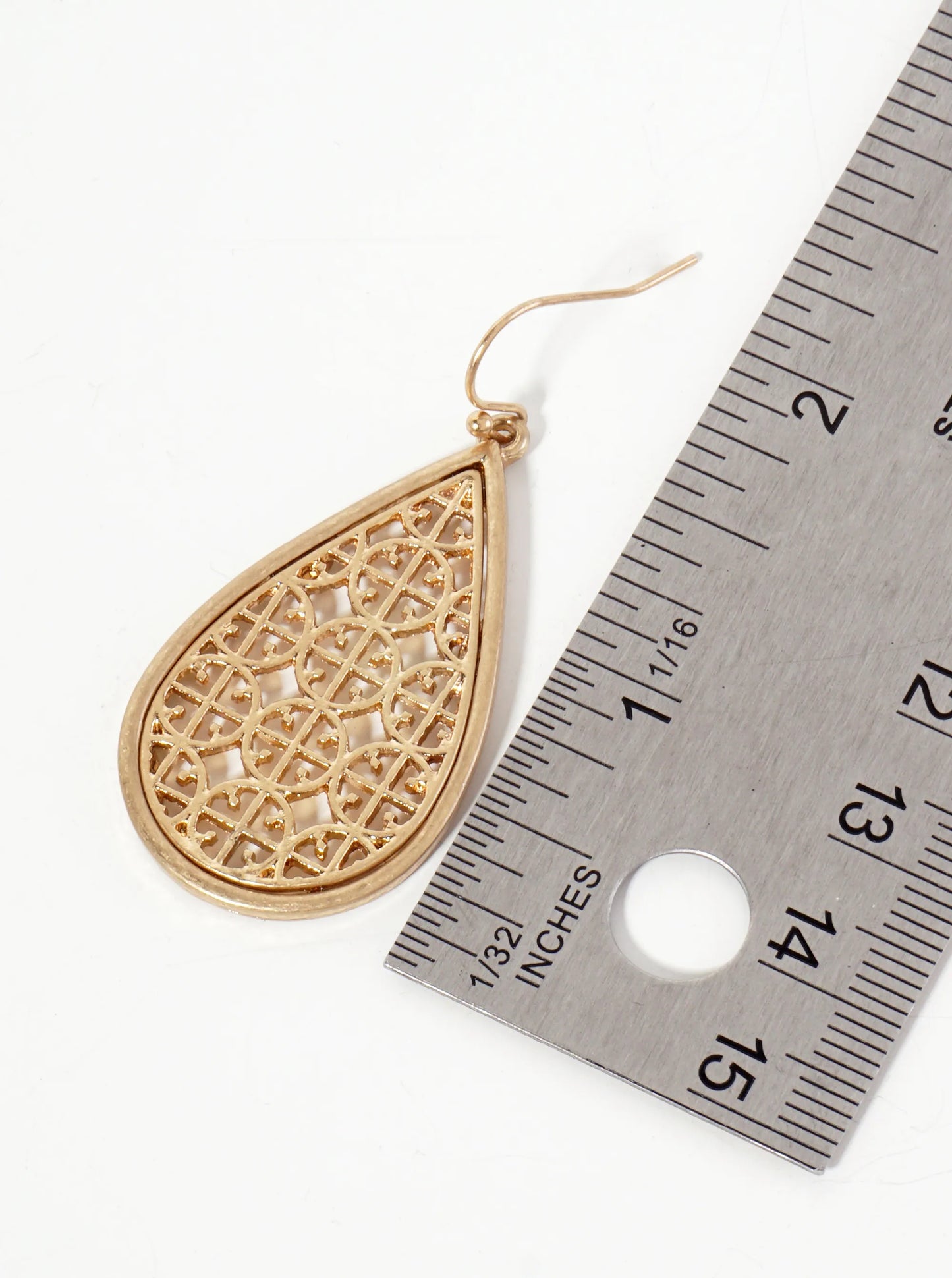 Metal Filigree Teardrop Dangle Earrings