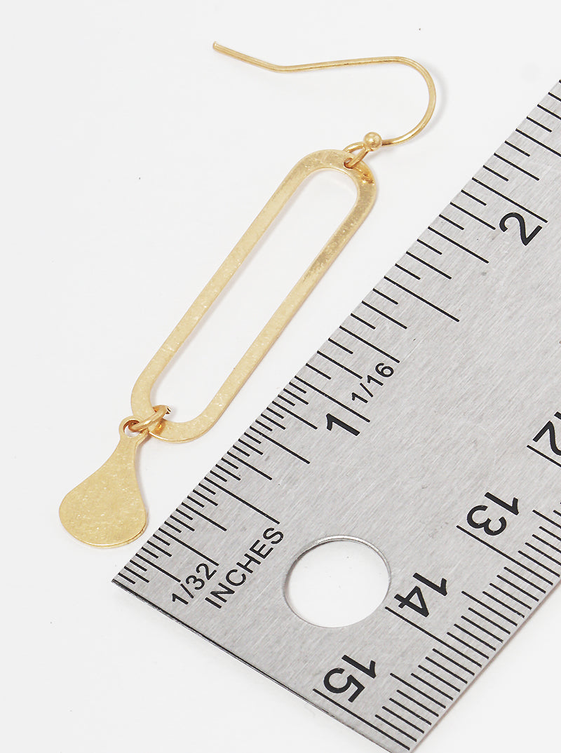 Metal Flat Oval With Teardrop Dangle Drop Earrings
