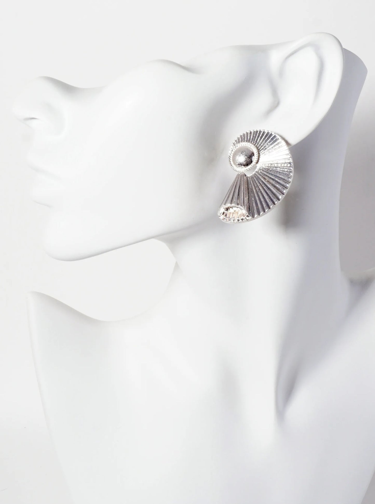 Metal Fossil-Shaped Artistic Statement Earrings With-Titanium-Post