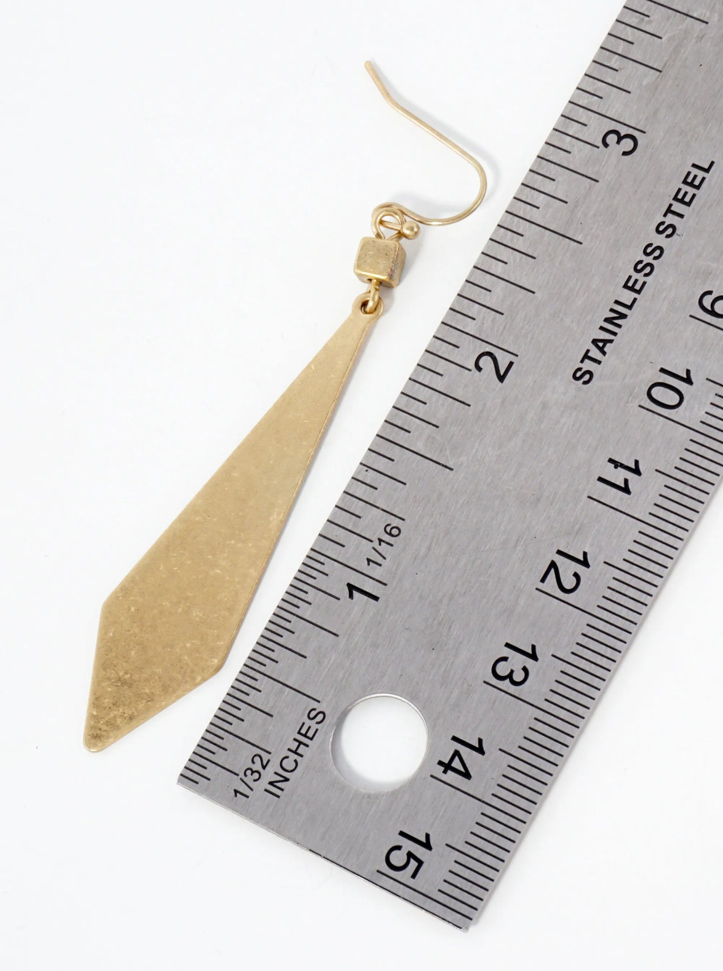 Metal Geometric Elongated Diamond Shape Dangle Drop Earrings