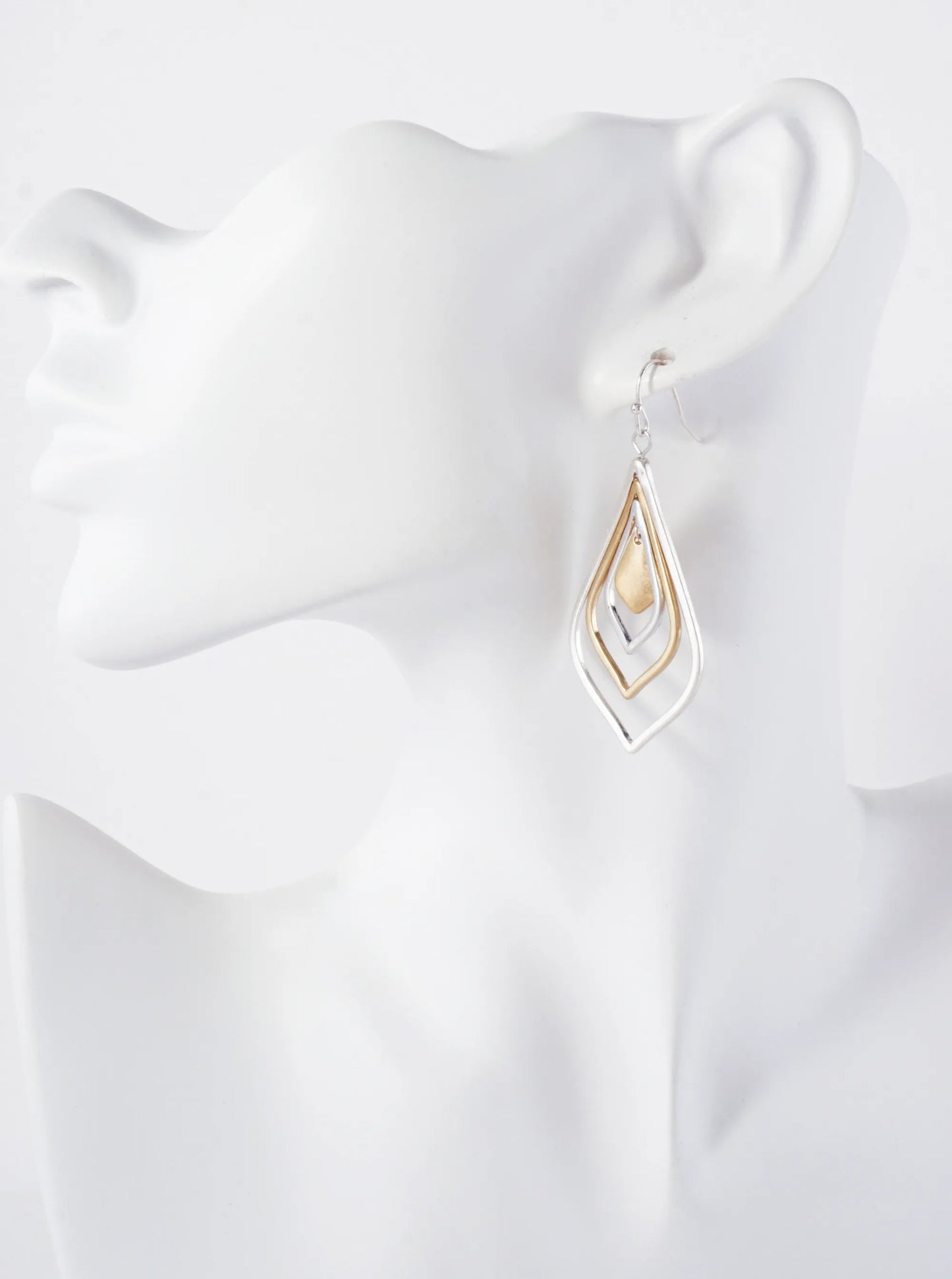 Metal Layered Marquise Drop Dangle Earrings