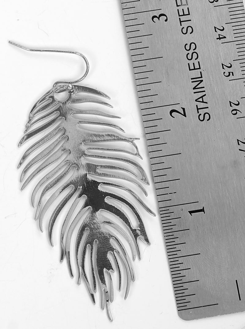 Metal Leaf Shaped Dangle Drop Earrings