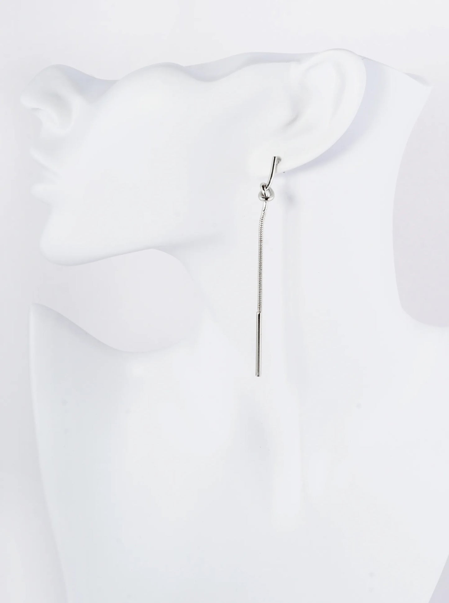 Metal Love Knot Chain Drop Post Earrings