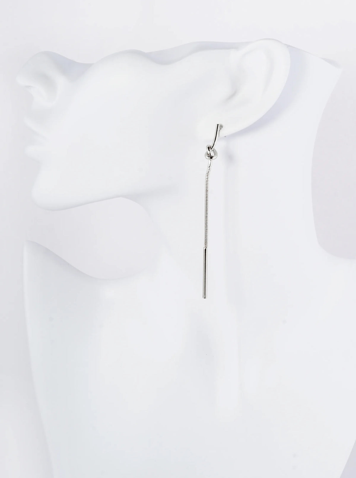 Metal Love Knot Chain Drop Post Earrings