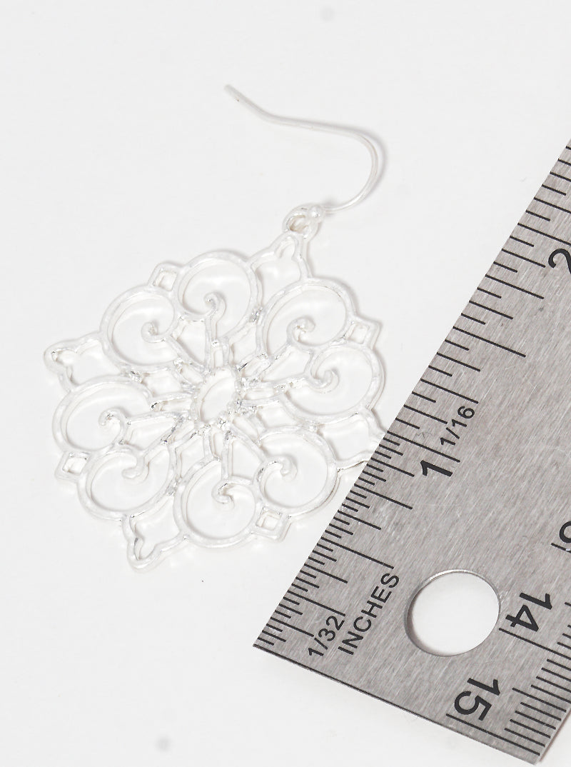 Metal Moroccan Shaped Filigree Dangle Drop Earrings