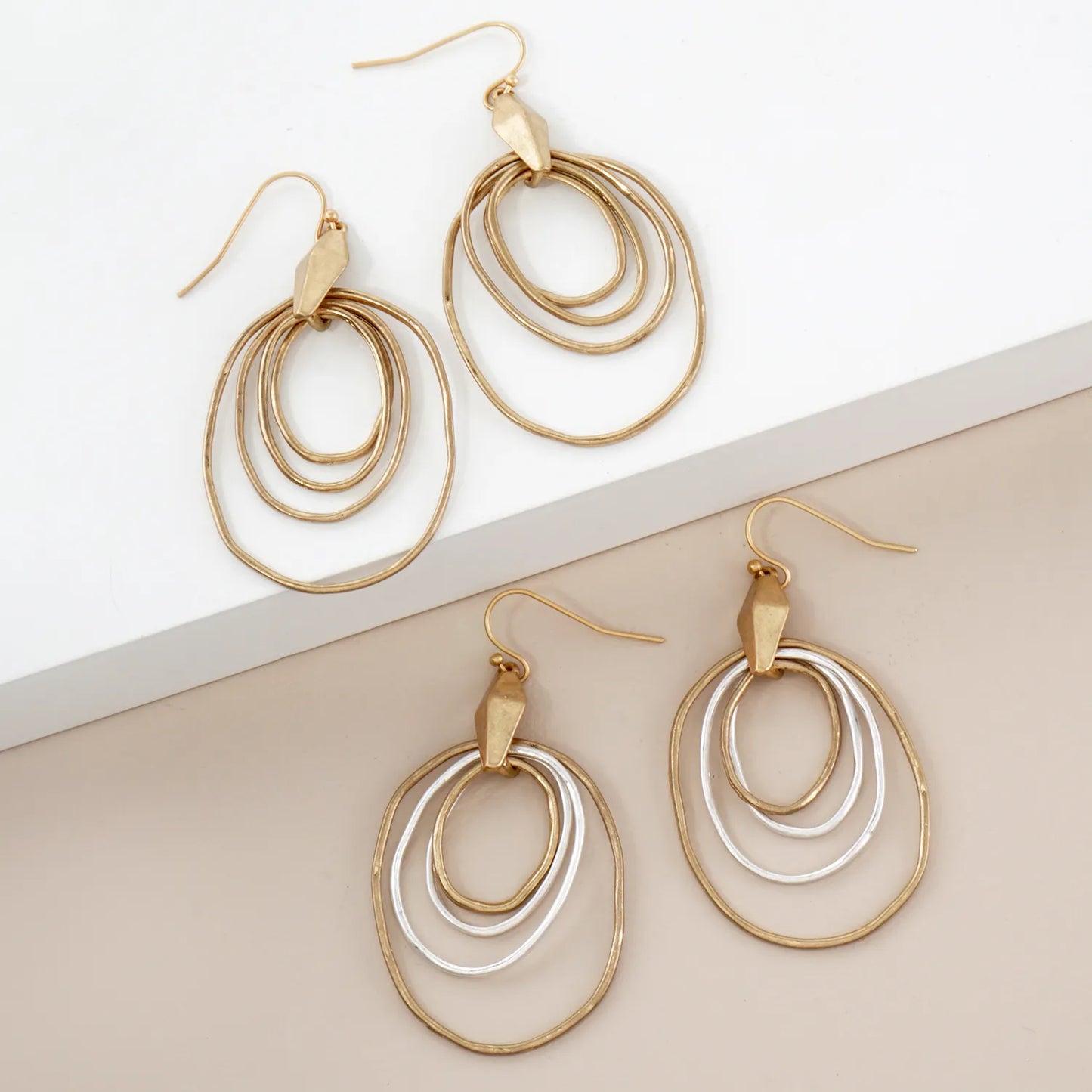 Metal Multi Circle Drop Dangle Earrings