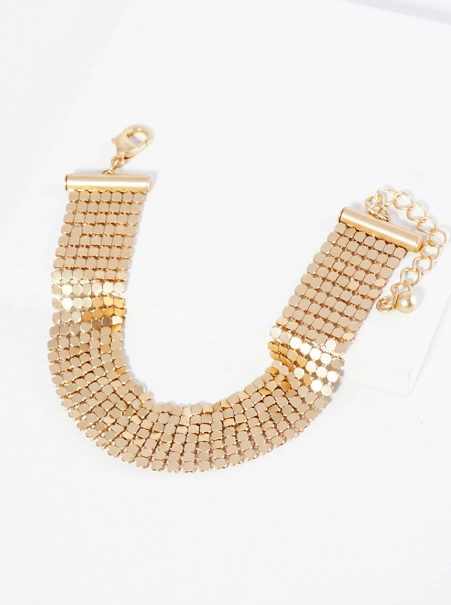 Metal Multi Strand Octagon Shape Mesh Chain Bracelet