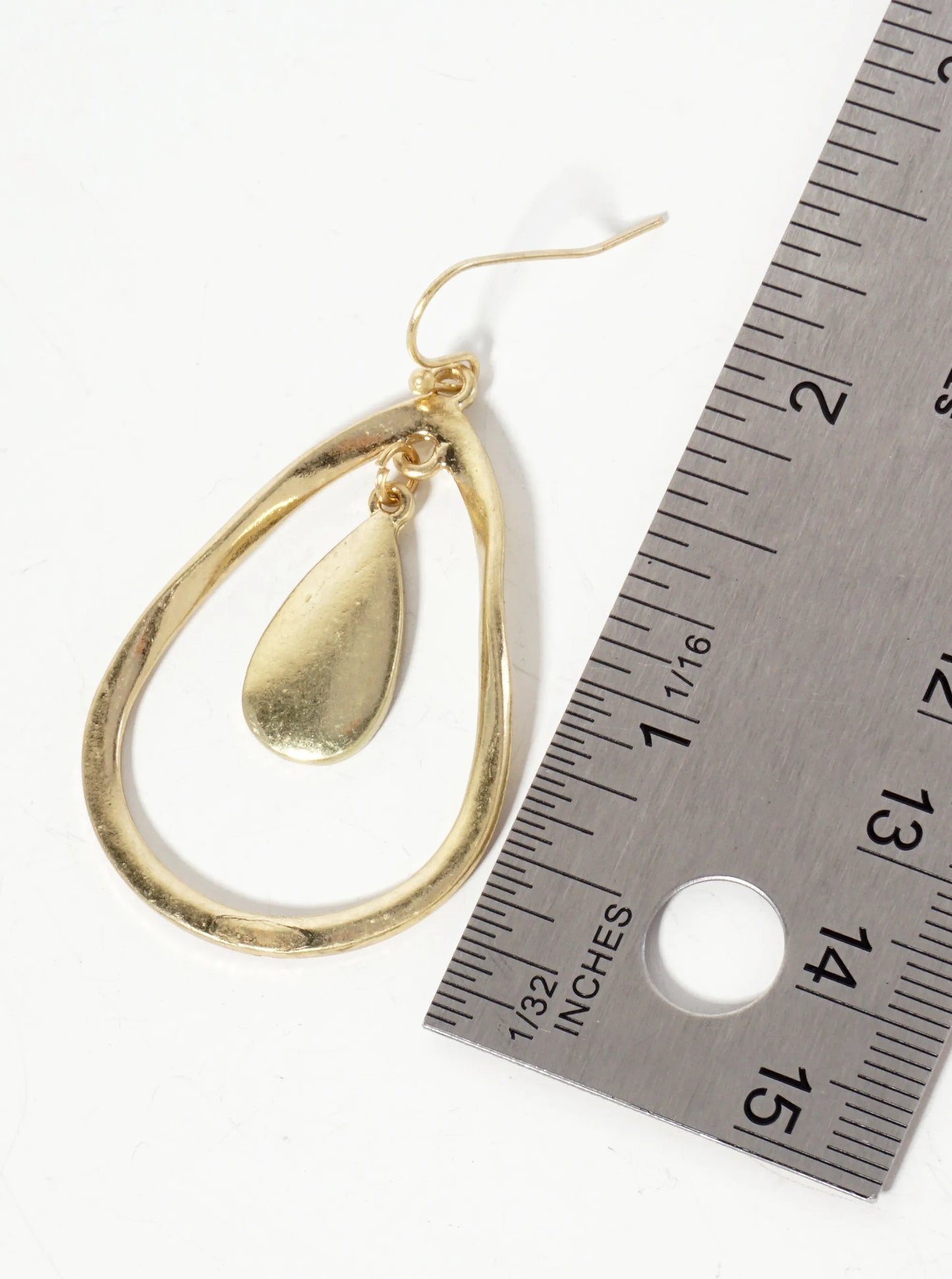 Metal Organic Double Teardrop Dangle Drop Earrings
