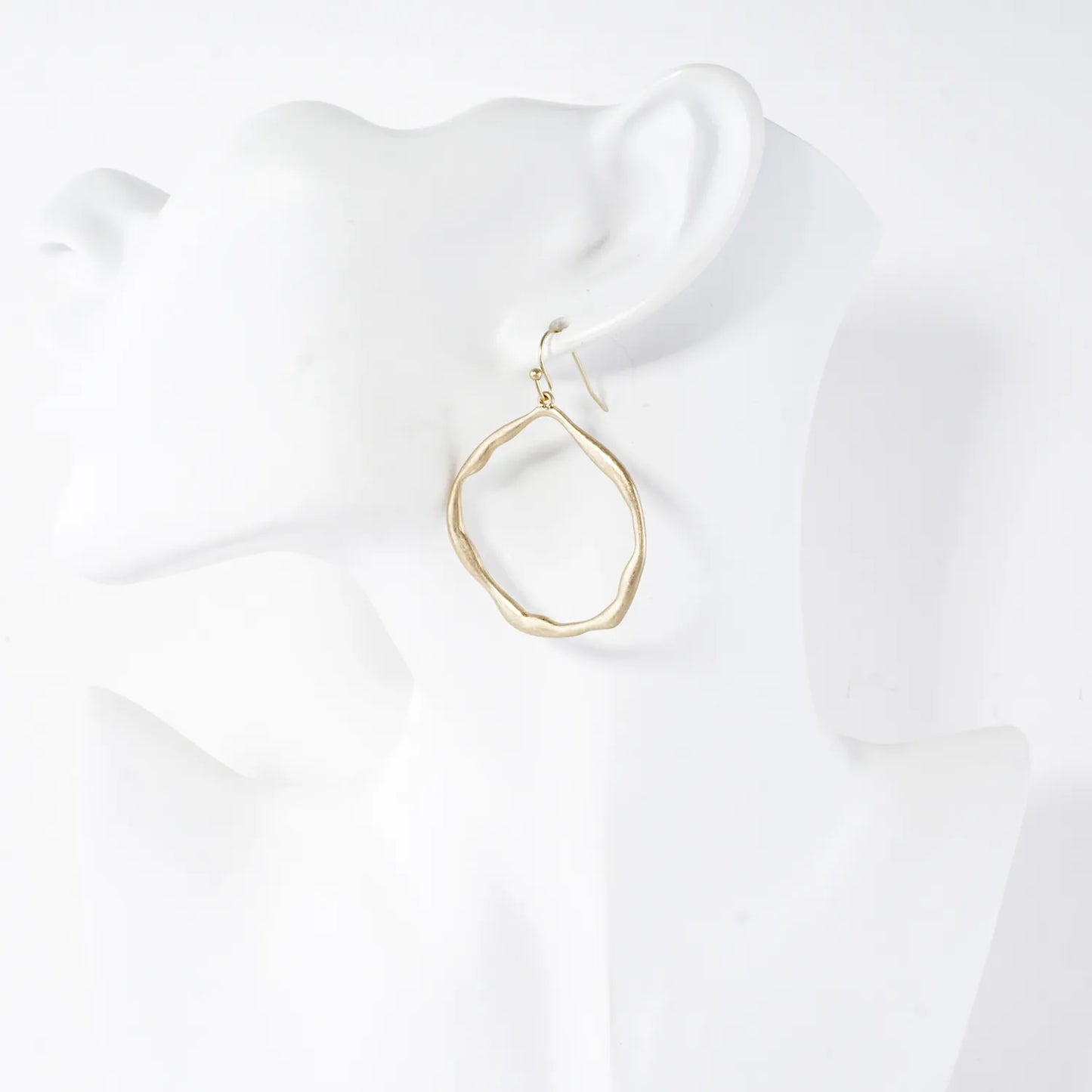 Metal Organic Open Circle Dangle Earrings